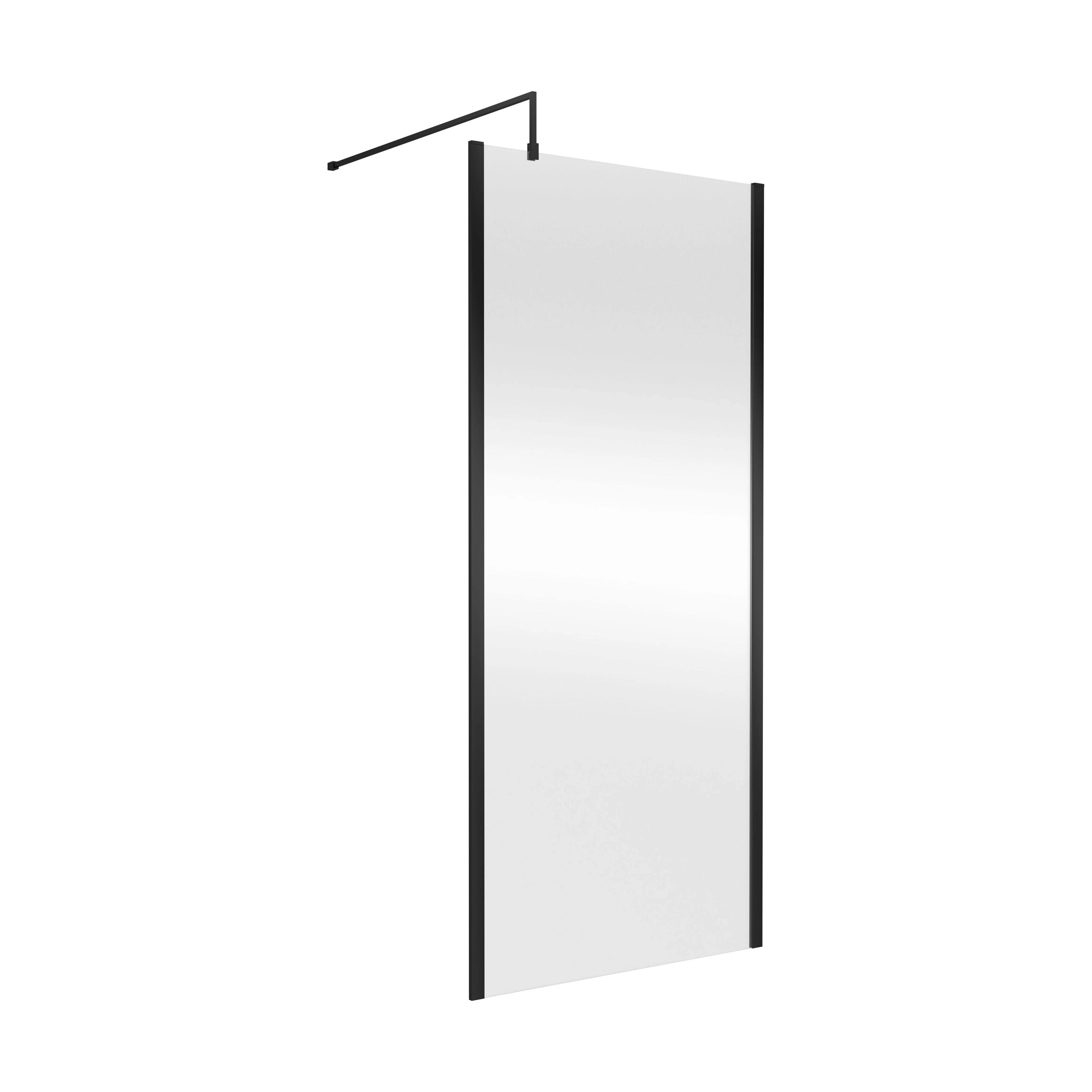 Balterley Wetroom Screen with Support Bar, 900mm, Matt Black