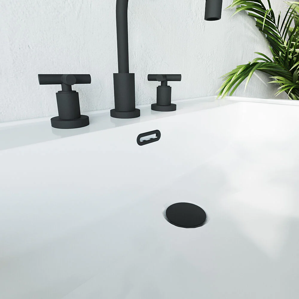 Ceramic Accessories Traditional Oval Overflow Cover - 50mm x 26mm - Matt Black - Image 4