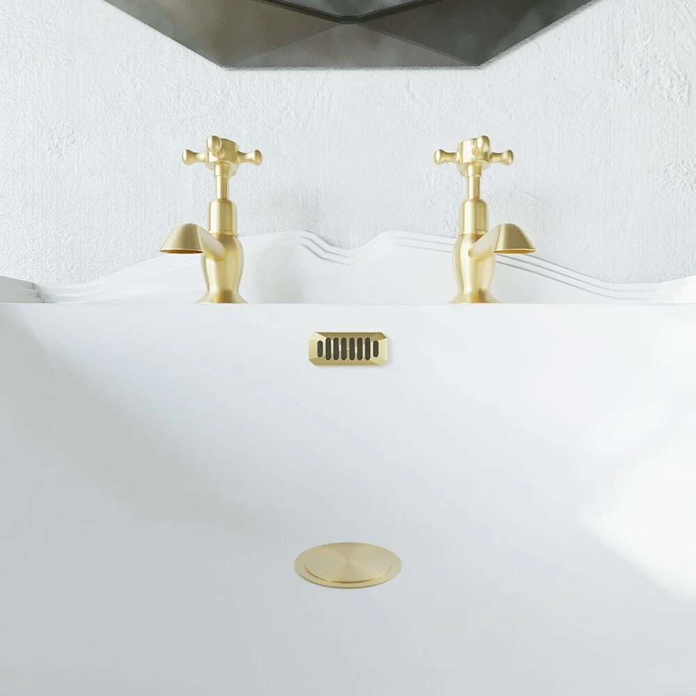 Ceramic Accessories Traditional Grill Overflow Cover - 26mm x 50mm - Brushed Brass - Image 2