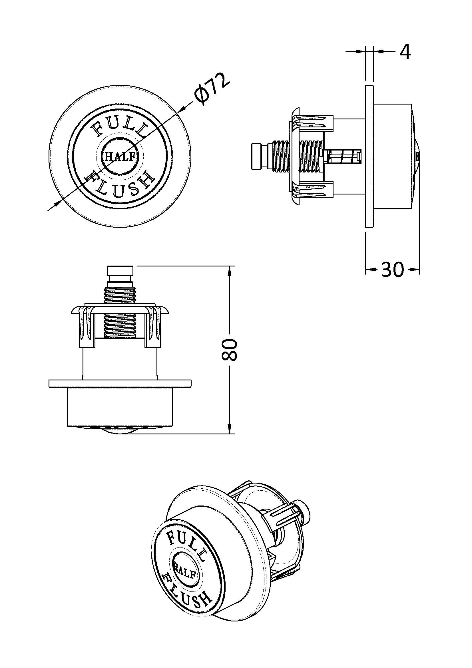 Traditional Dual Flush Push Button, Choice of Colour - Image 2