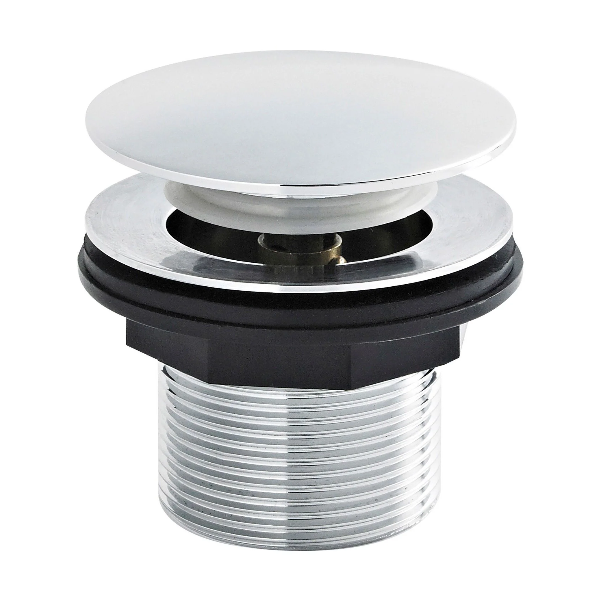 Balterley Bath Push Button Waste, No Overflow, for Baths up to 25mm Thick, Easy Clean Finish - Chrome
