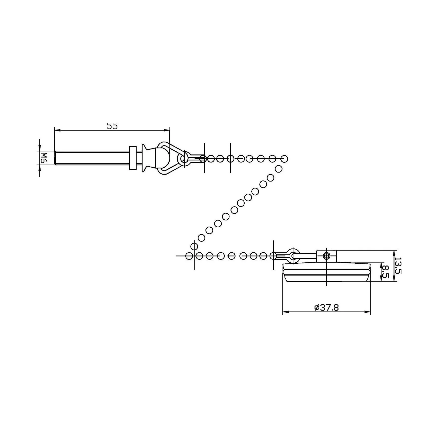 Balterley Basin Plug and Chain, Universal Fit for Standard Basins - Polished Chrome - Image 2