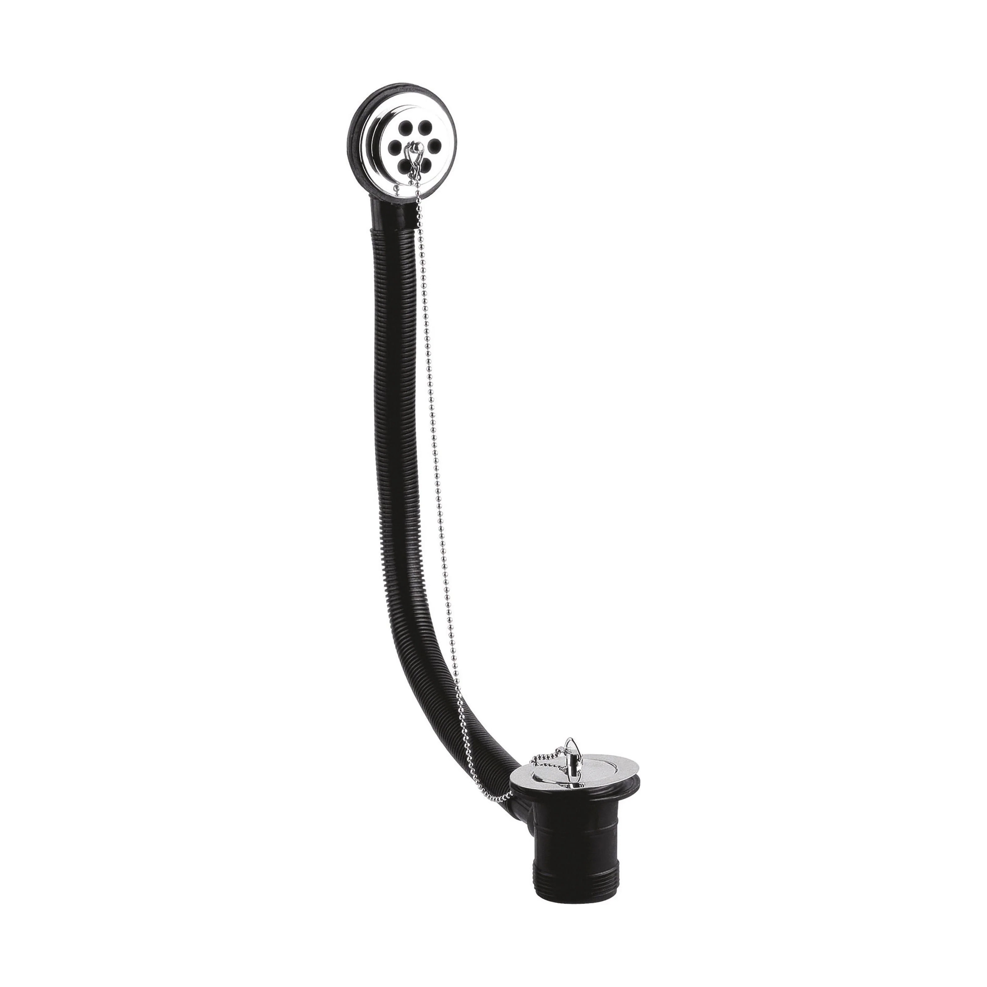 Balterley Bath Waste with Overflow, Poly Plug & Ball Chain, for Baths up to 5mm - Chrome Finish