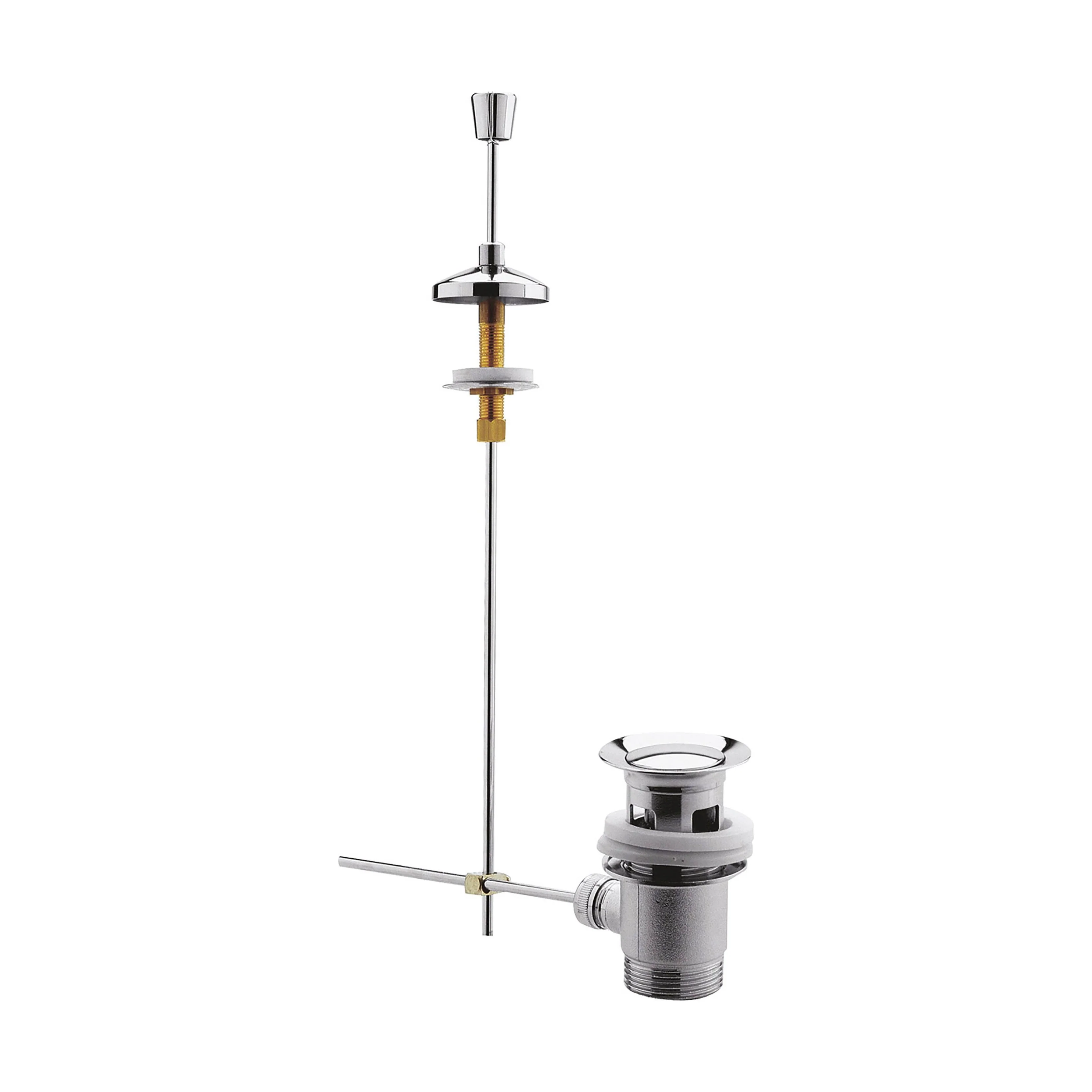 Balterley Round Basin Pop Up Waste, Unslotted Design, Push Button Operation, High Quality Brass Construction, 83mm x 85mm - Chrome