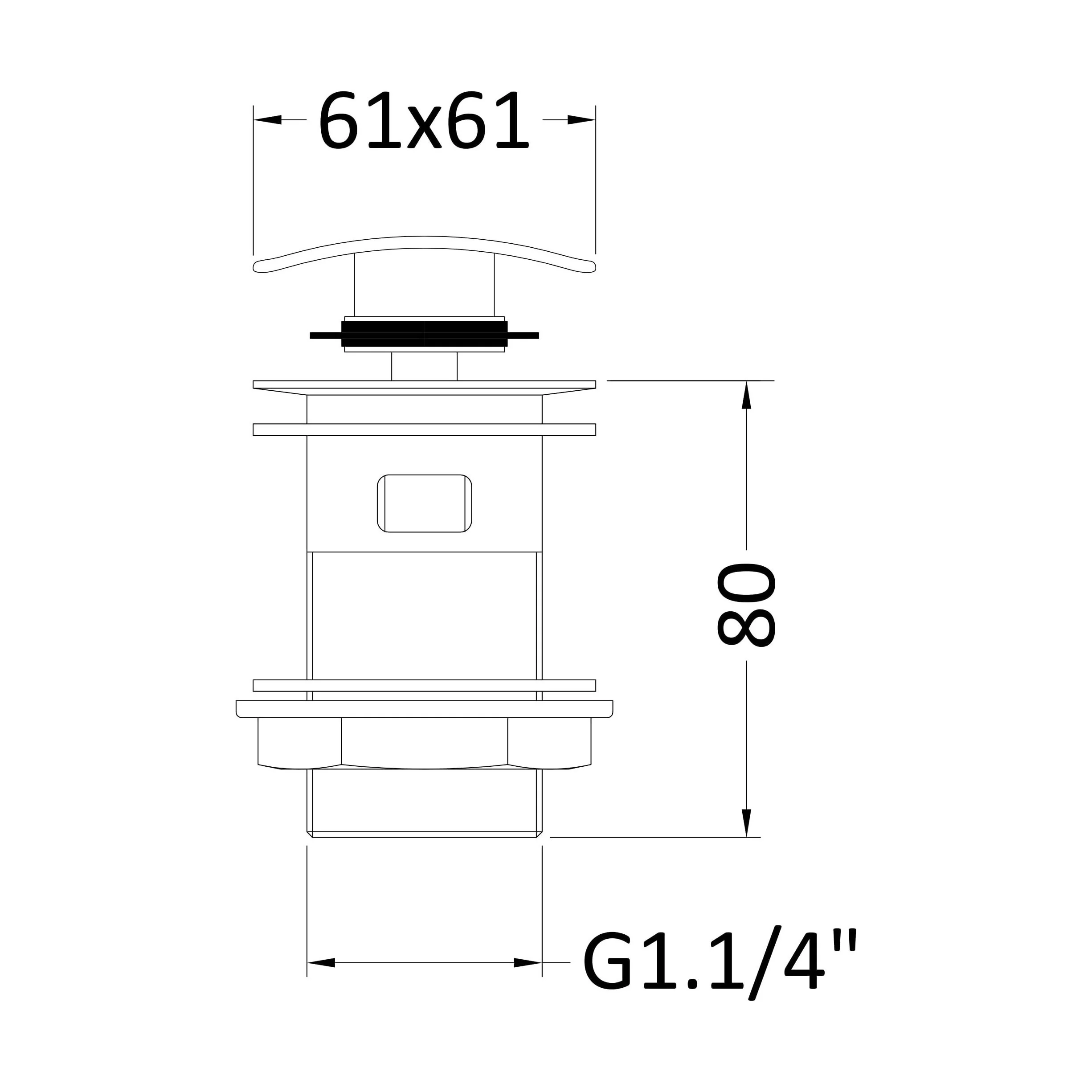 Square Slotted Push Button Basin Waste - Chrome - Image 2