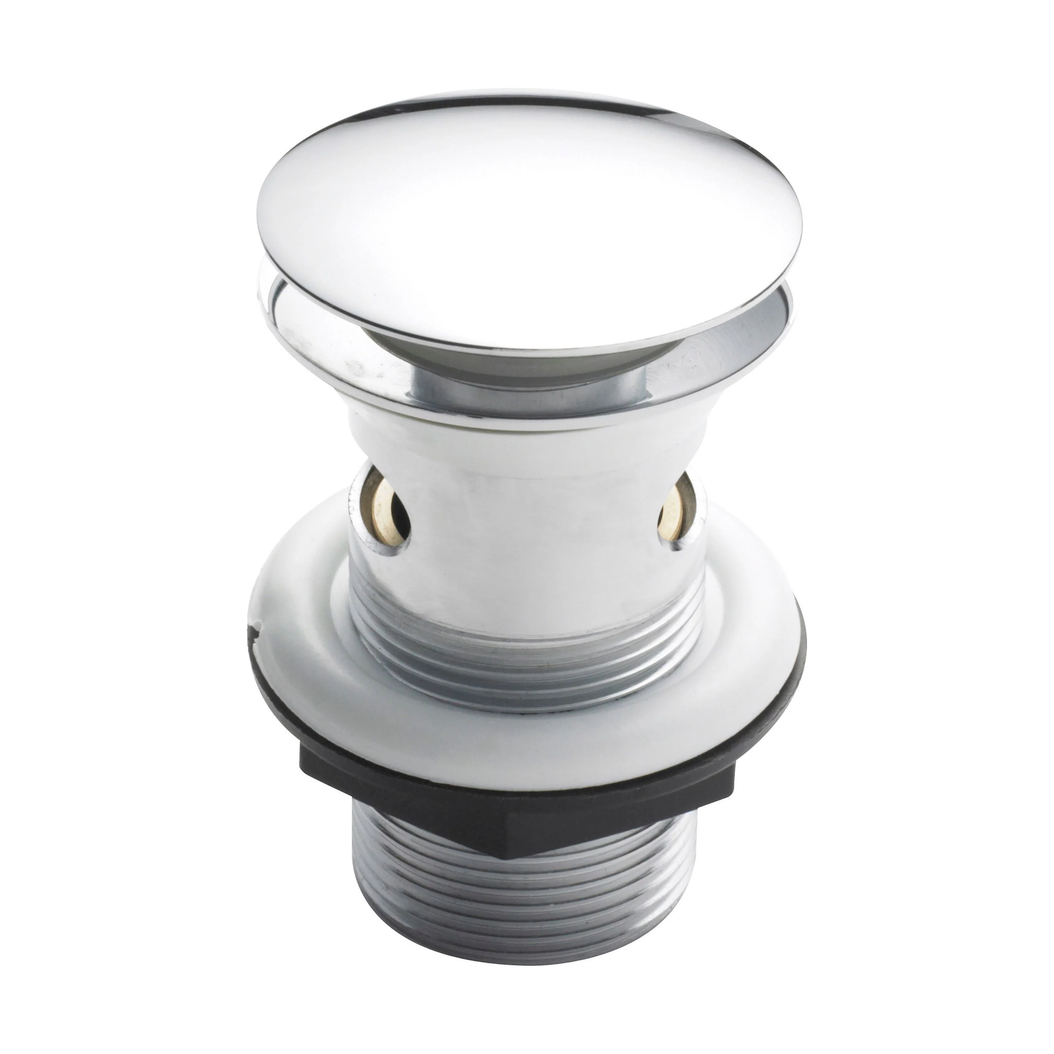 Balterley Easyclean Push Button Basin Waste, Slotted, Round Design for Basins with Overflow - Chrome