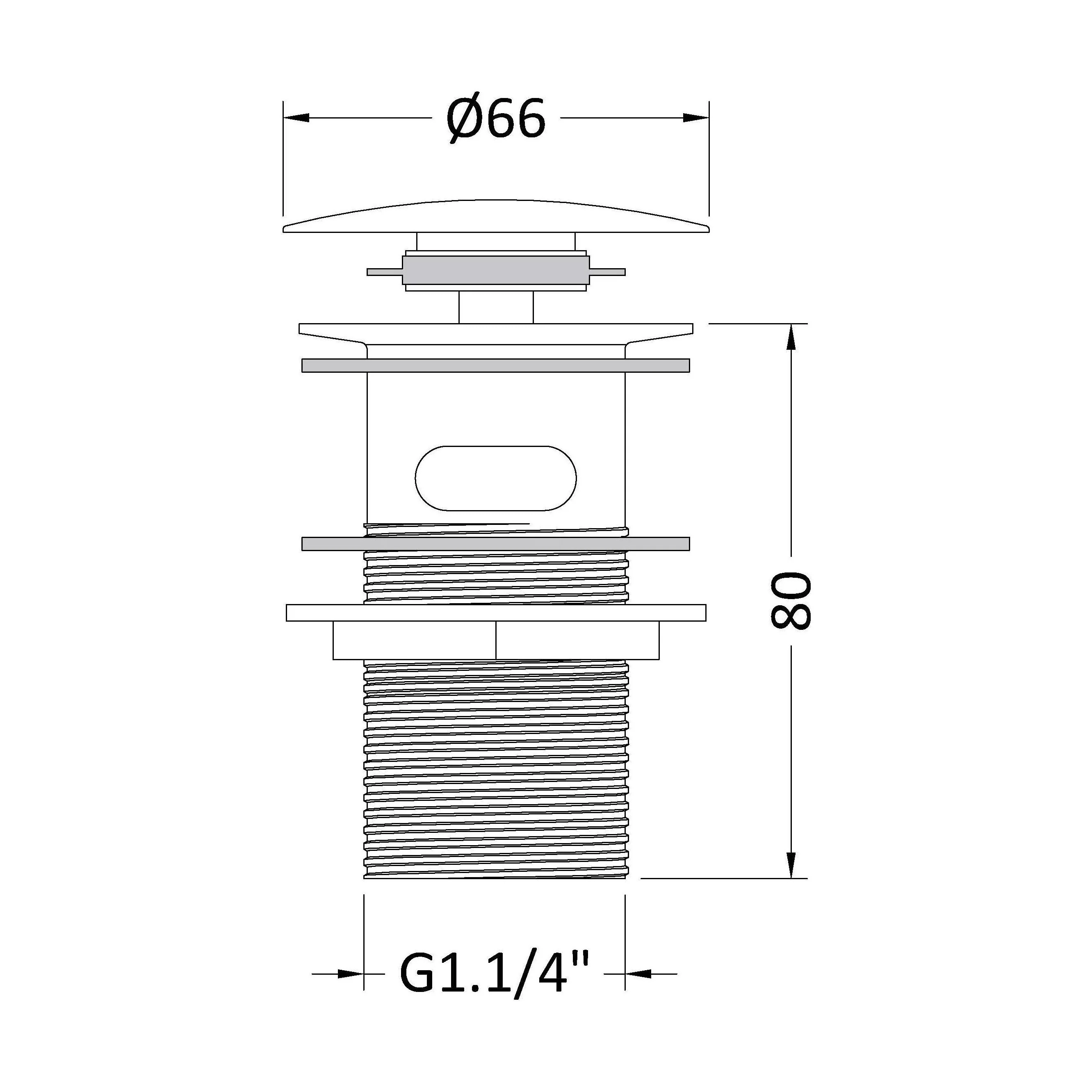 Balterley Easyclean Push Button Basin Waste, Slotted, Round Design for Basins with Overflow - Chrome - Image 2