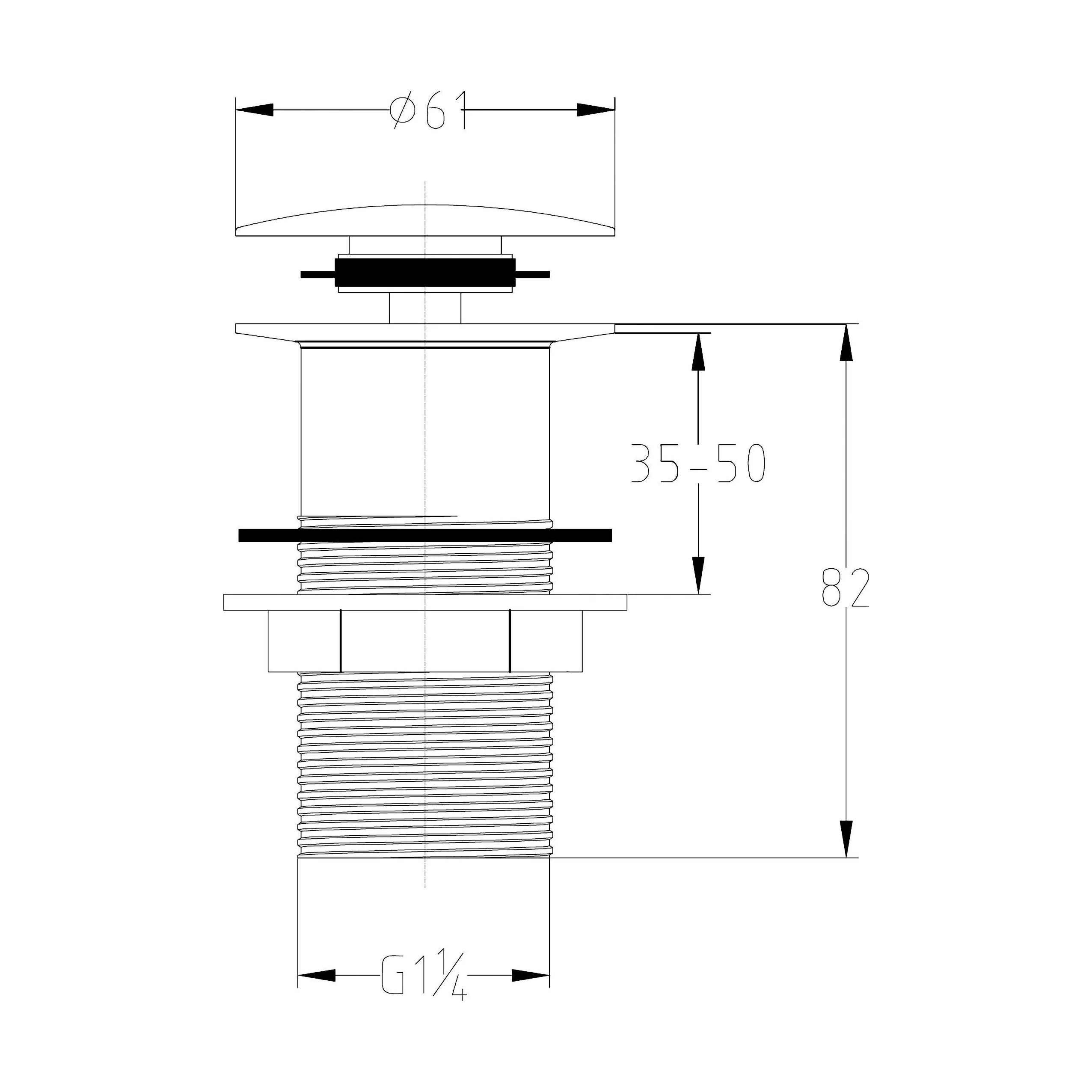 Balterley Easyclean Push Button Plug Basin Waste, Slotted Design for Basins with Overflow - Chrome - Image 2