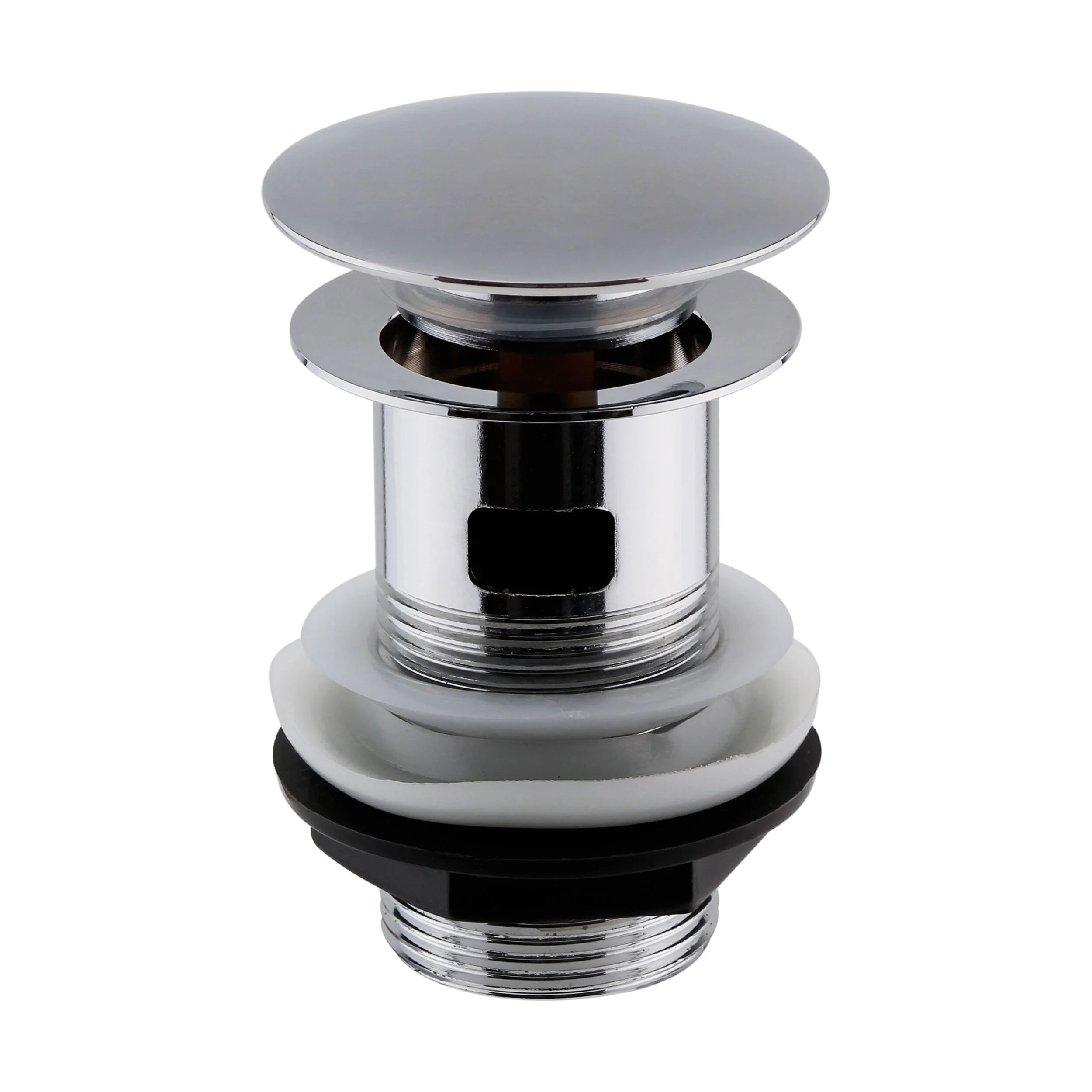 Round Push Button Basin Waste Slotted - Chrome