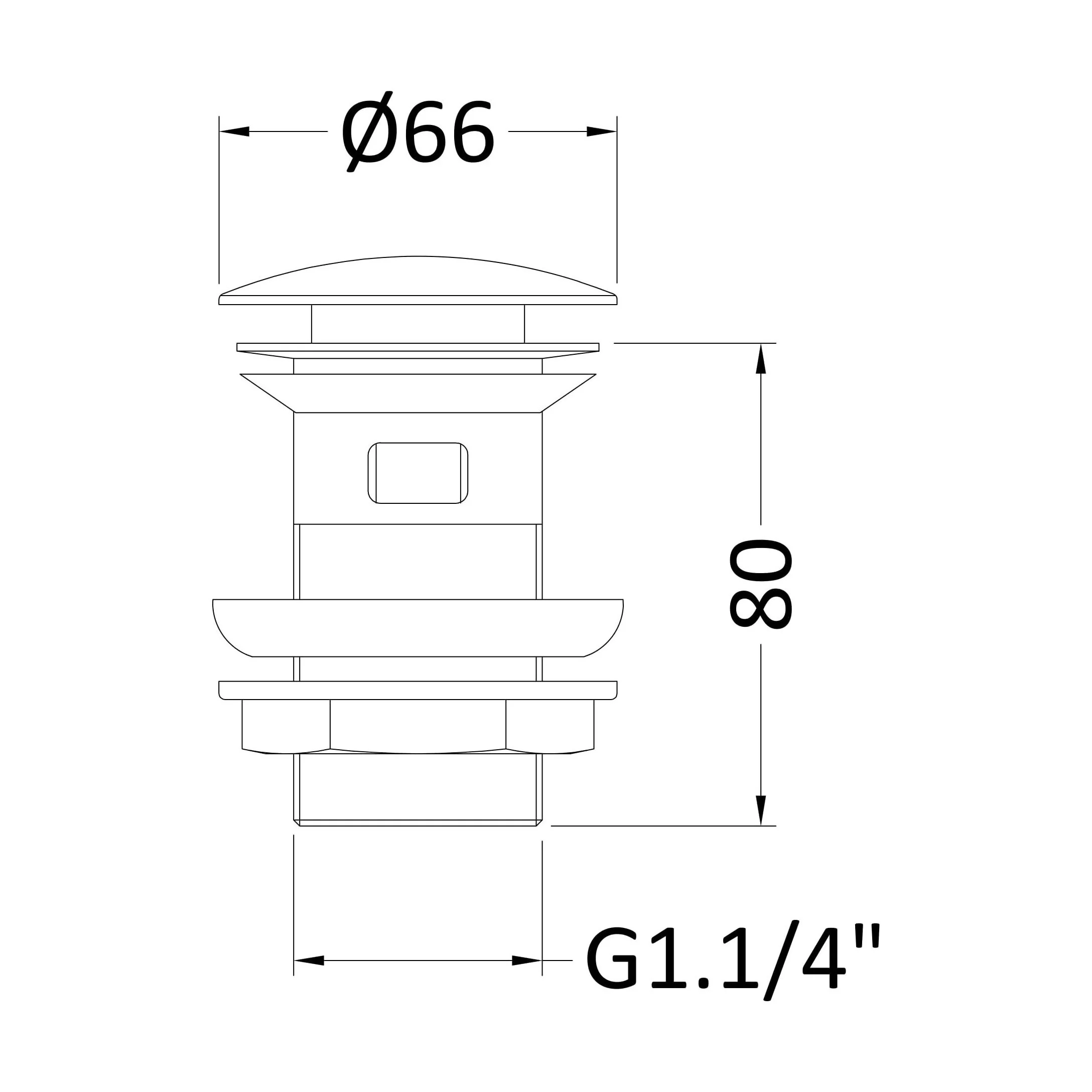 Round Push Button Basin Waste Slotted - Chrome - Image 2