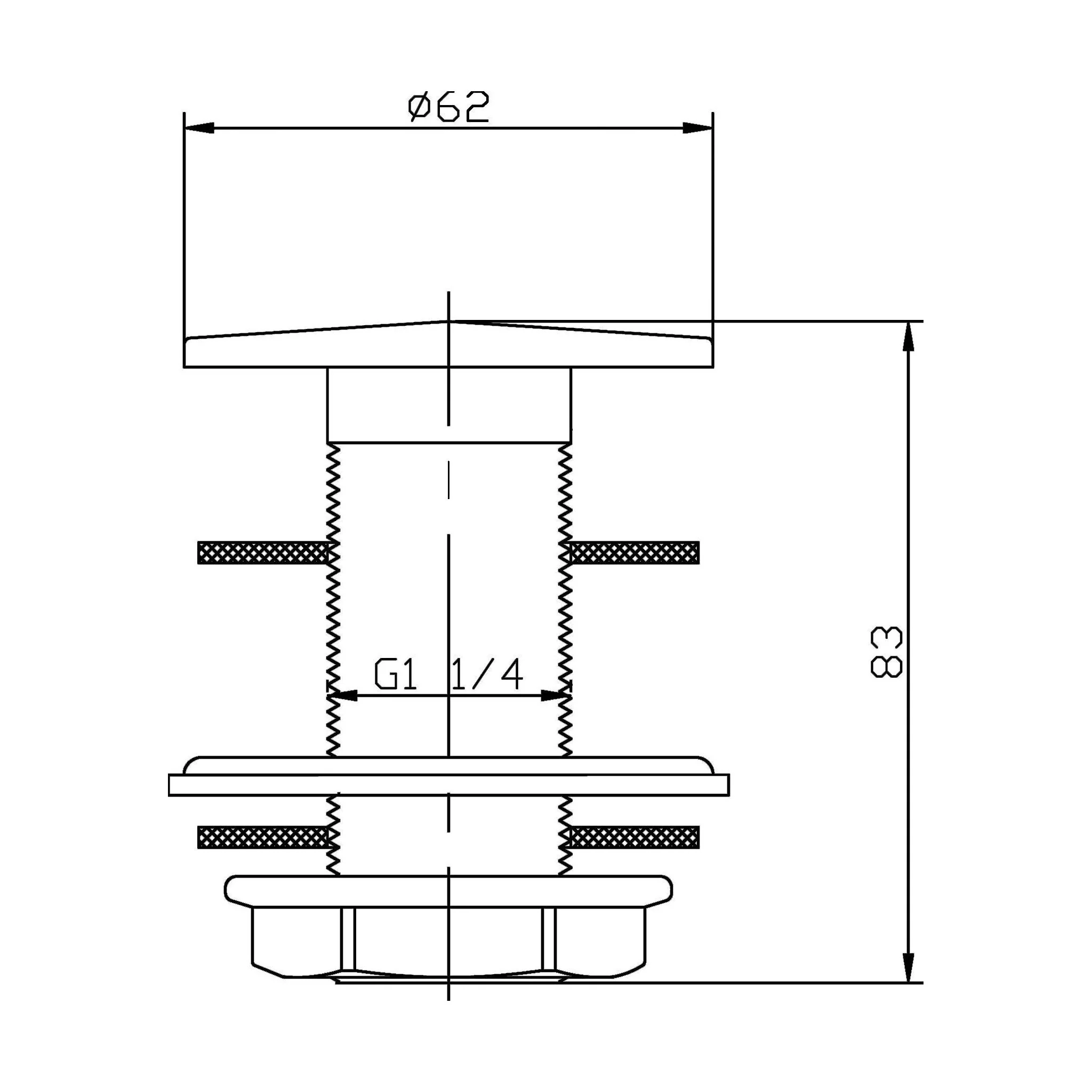 Round Unslotted Flip Top Basin Waste - Chrome - Image 2