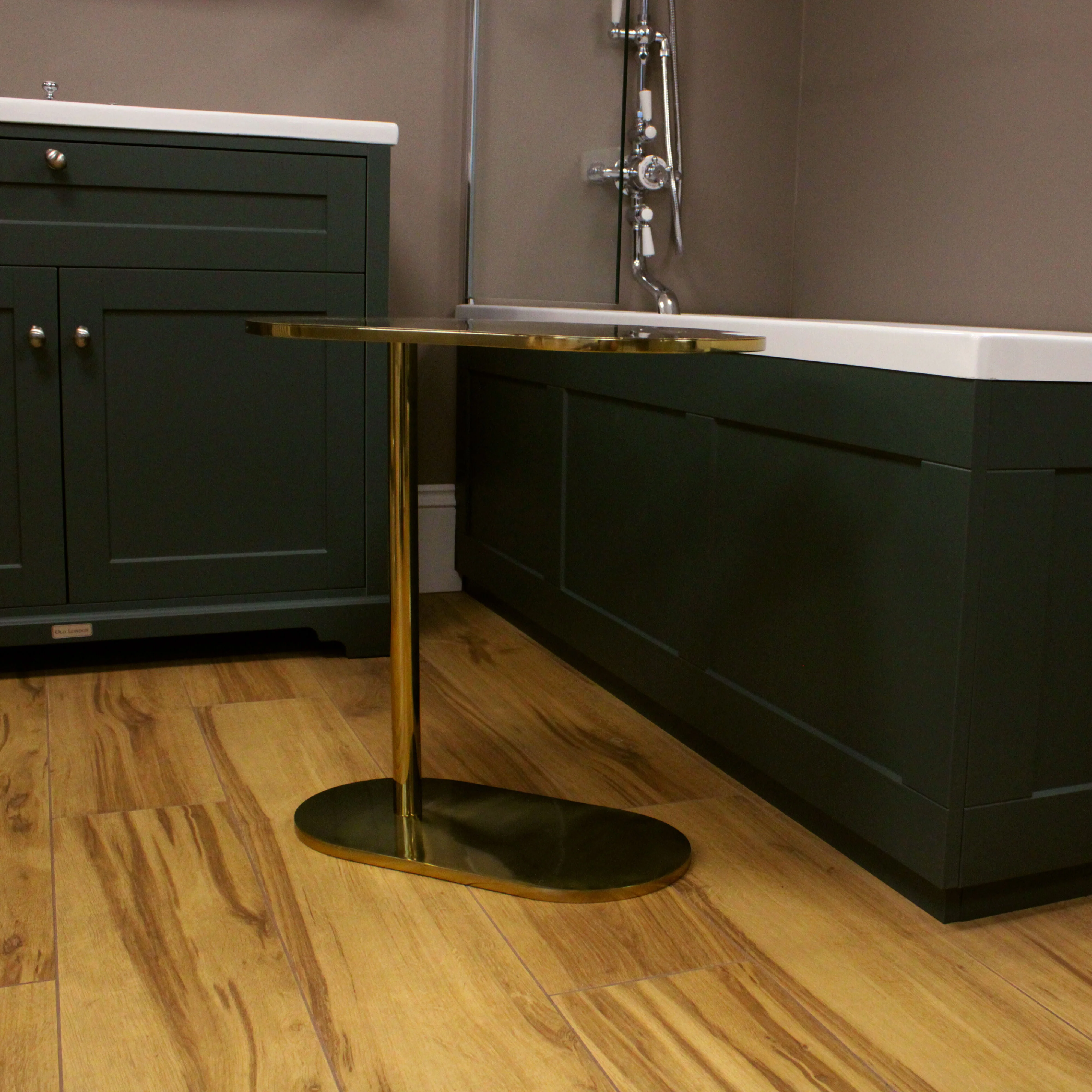 Oval Side Sofa End Table Coffee Table for Living Room, 560mm x 300mm, Brass - Image 2