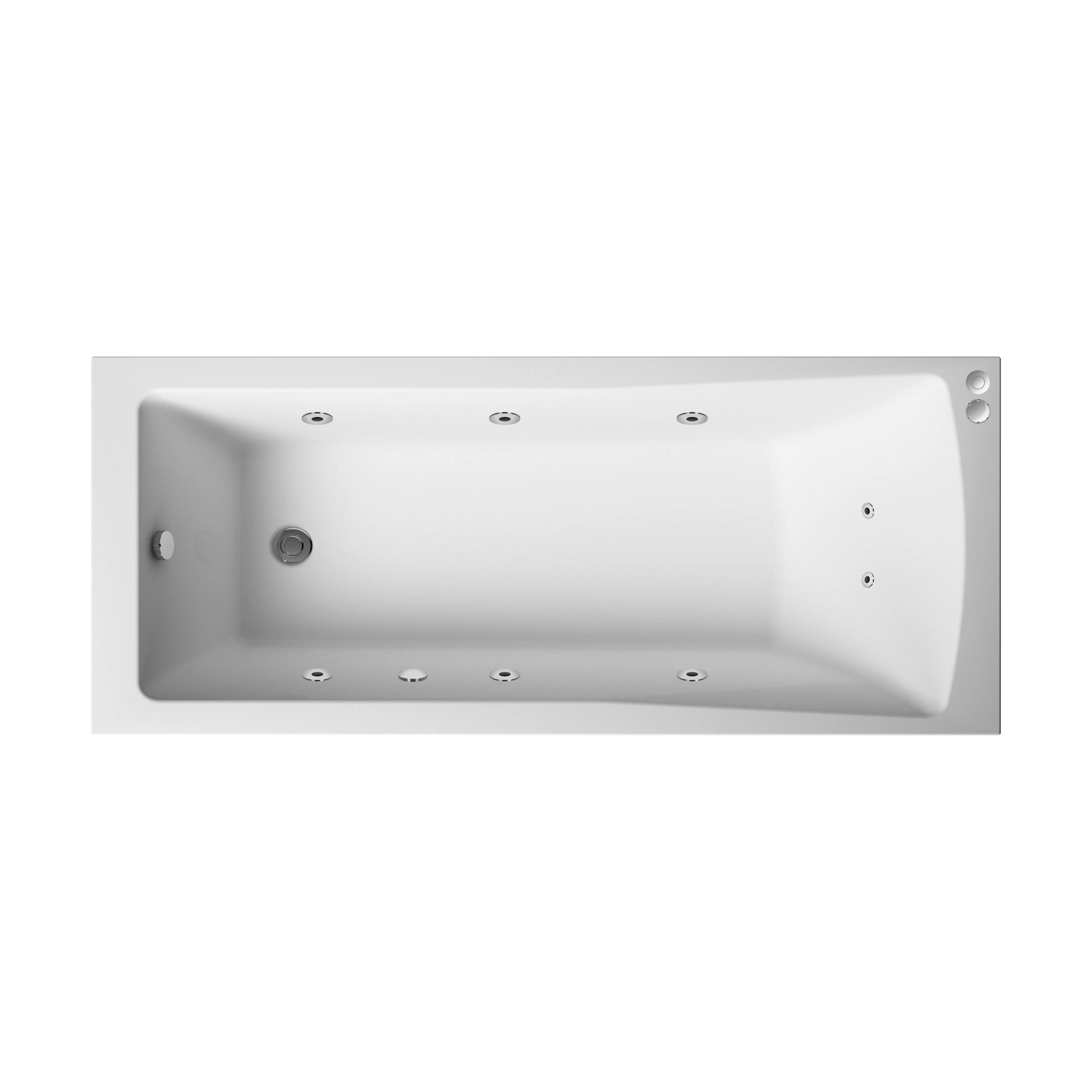 Balterley Modern Square Single Ended Straight Whirlpool Bath with 8 Chrome Jets and Leg Set, 1800 x 800mm