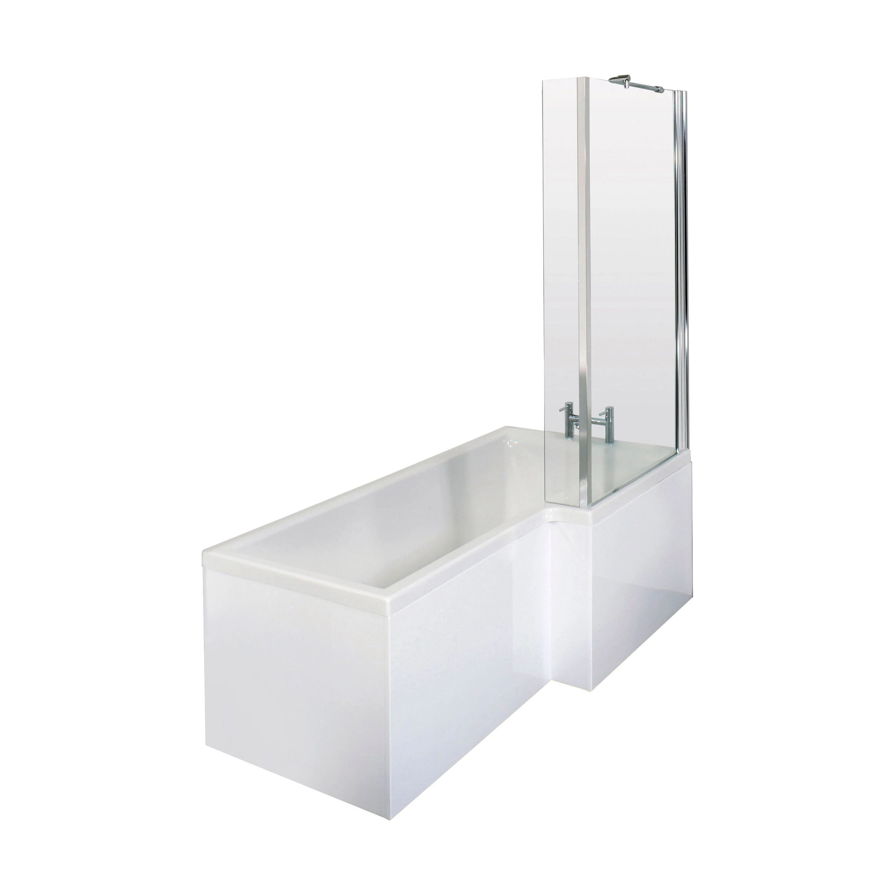 Balterley 1700 mm Right Hand L Shape Square Shower Bath with Glass Screen & Matching Front Panel Modern White Design