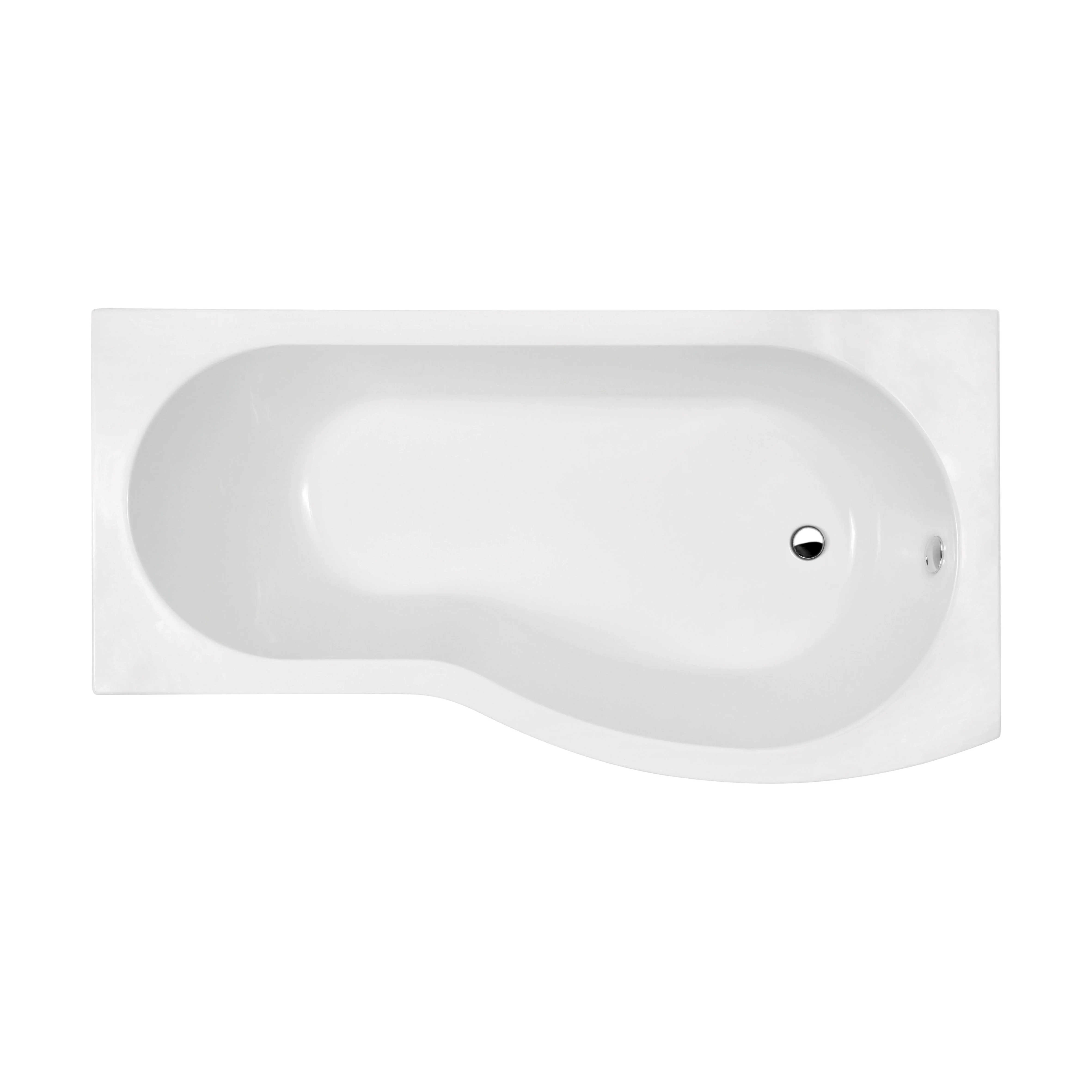 Balterley Modern B Shape Right Hand Shower Bath Tub with Leg Set, 1500mm - White - Image 4
