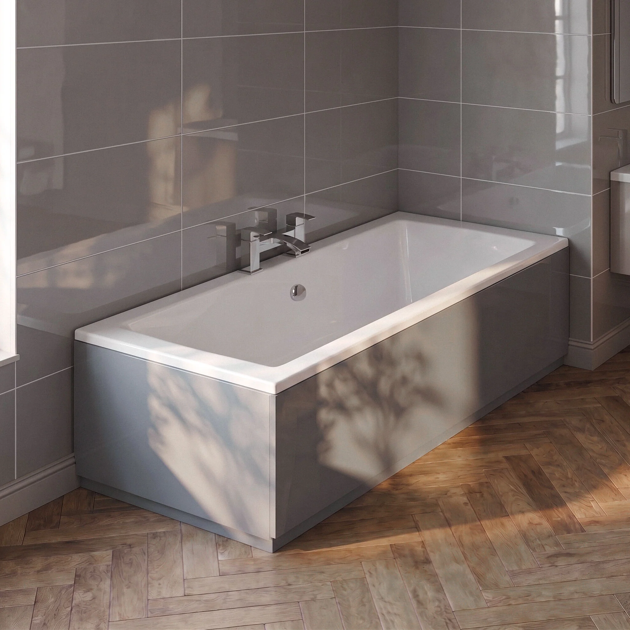 750mm Bath MDF End Panel & Plinth - Gloss Cloud Grey