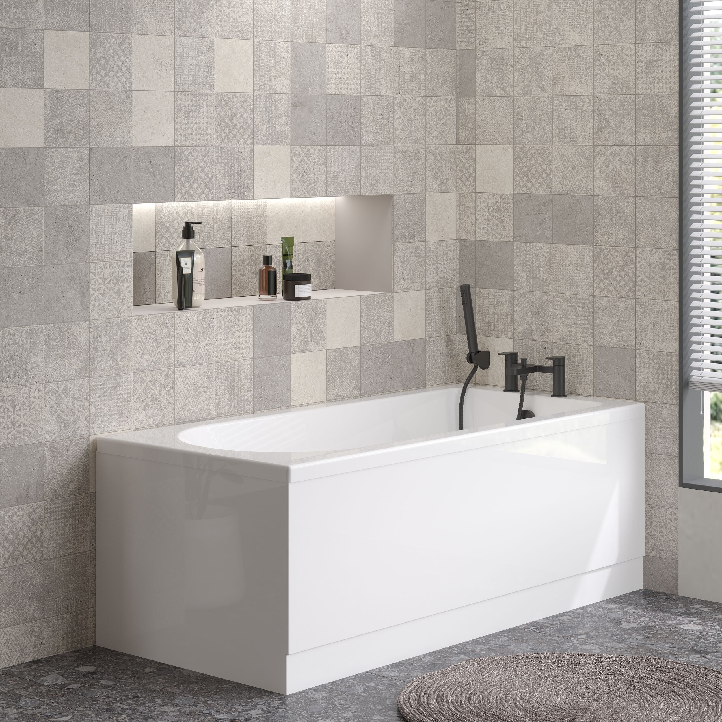 1500mm White Acrylic Front Bath Panel for Modern Bathroom Suites - Image 3