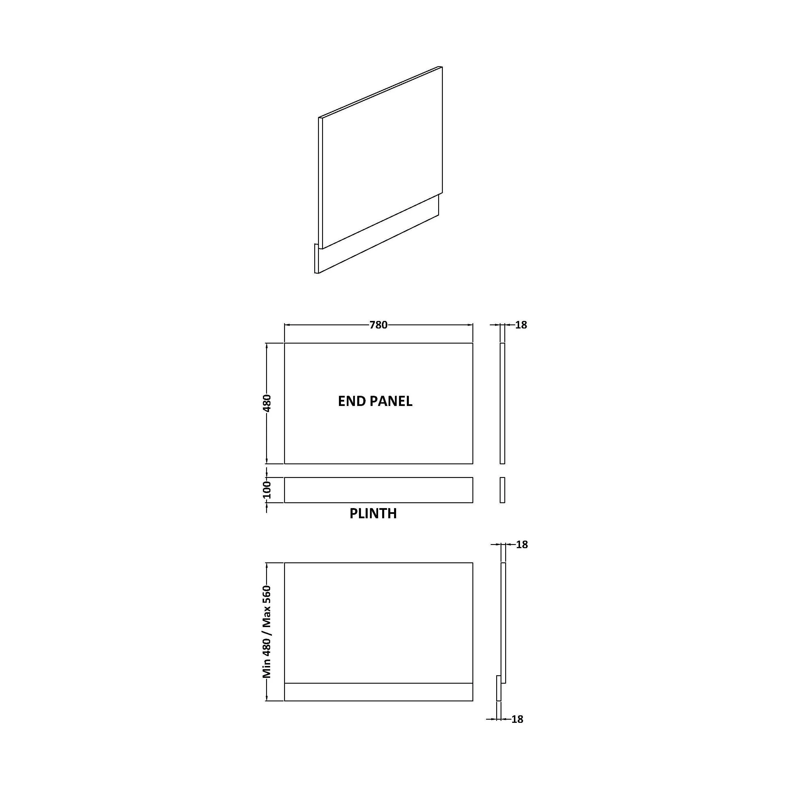 800mm Straight Bath MFC End Panel & Plinth - Matt Electric Blue - Image 2