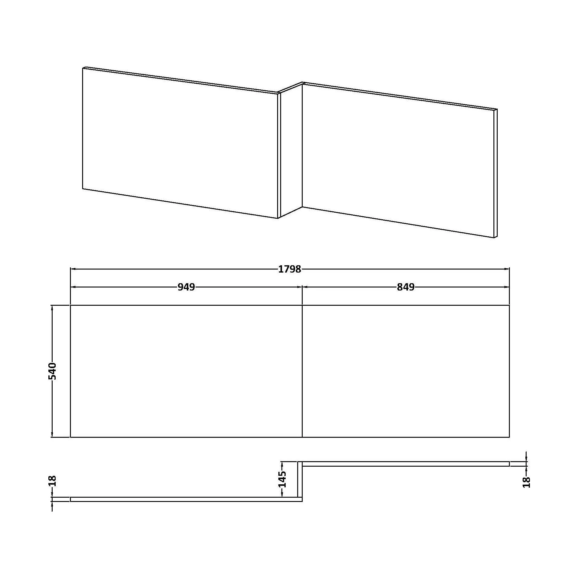 1800mm Waterproof Square Shower Bath Front Panel - Gloss White - Image 4