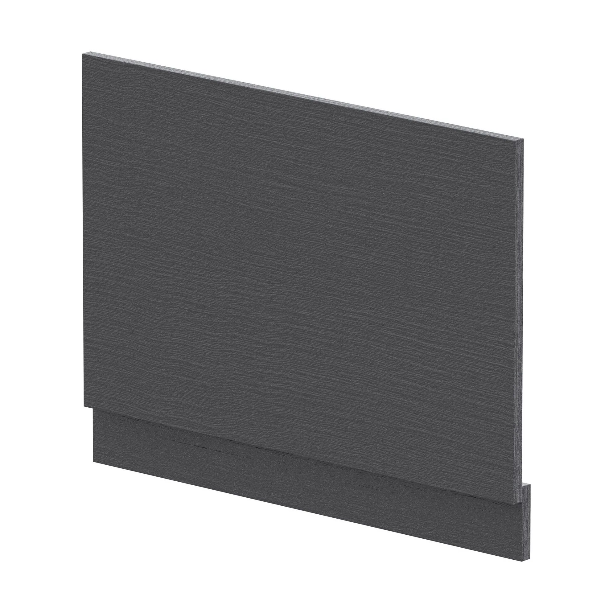 750mm Edge/Power Straight End Bath Panel & Plinth - Textured Woodgrain Graphite Grey