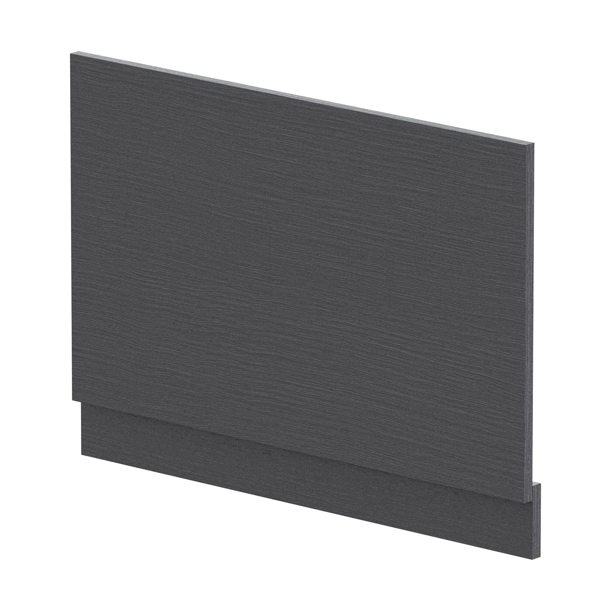 800mm Edge/Power Straight End Bath Panel & Plinth - Textured Woodgrain Graphite Grey