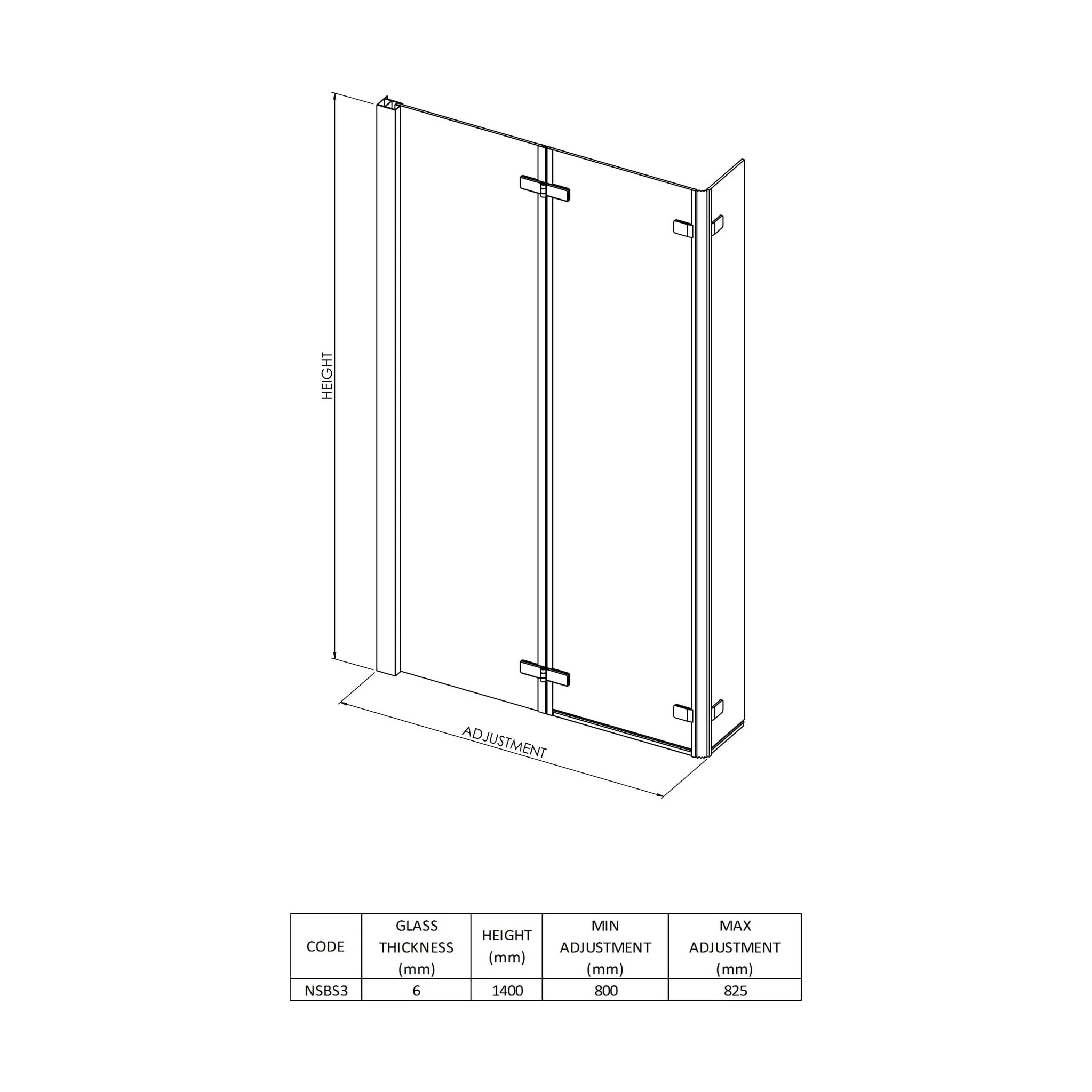 6mm Toughened Safety Glass Reversible L-Shaped Bath Screen Double Hinged - Chrome - Image 4
