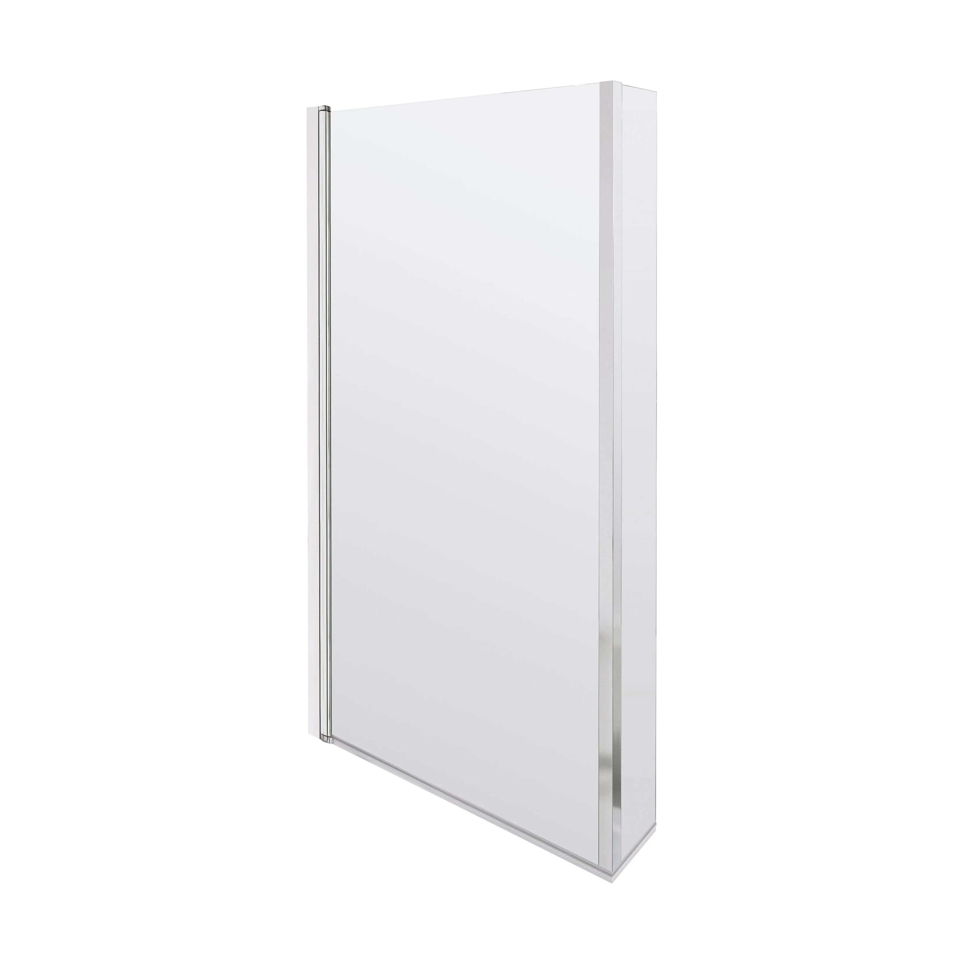 Chrome 6mm Toughened Safety Glass Reversible L-Shaped Bath Hinged Screen