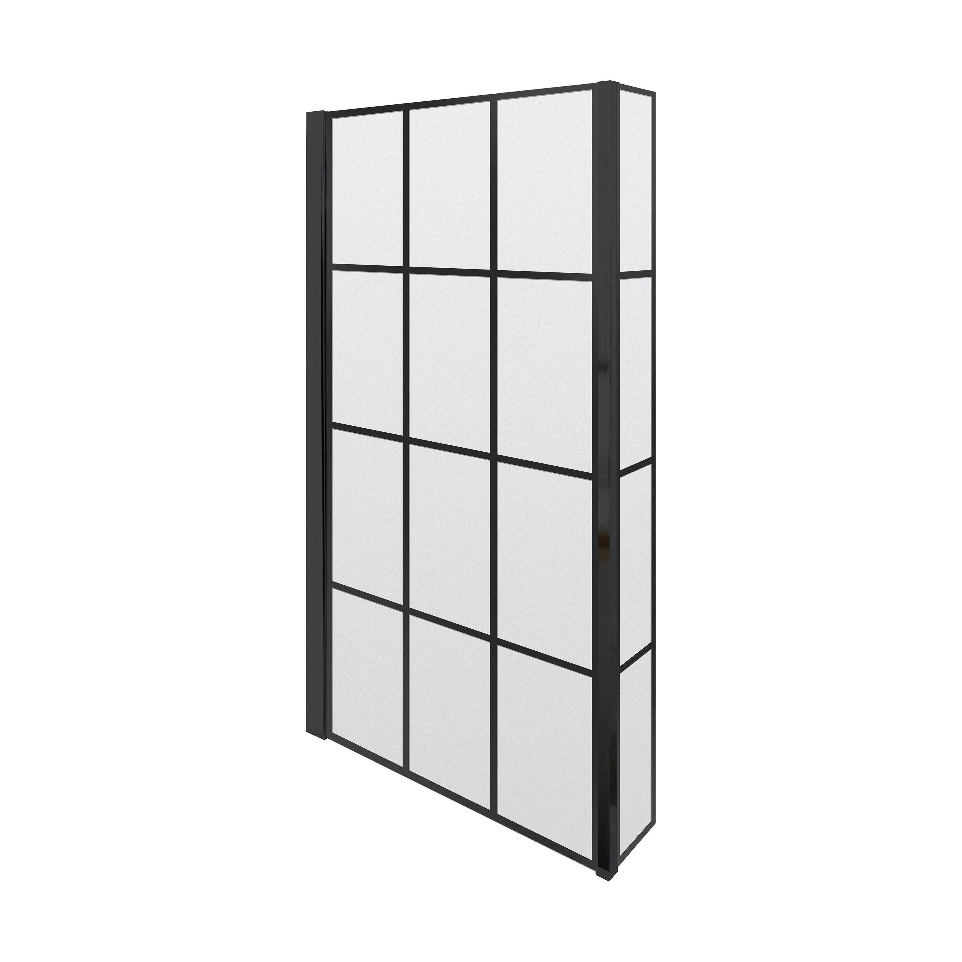 Black Frame 6mm Glass L Shaped Shower Bath Screen 1430 x 795 x 150mm - Image 4