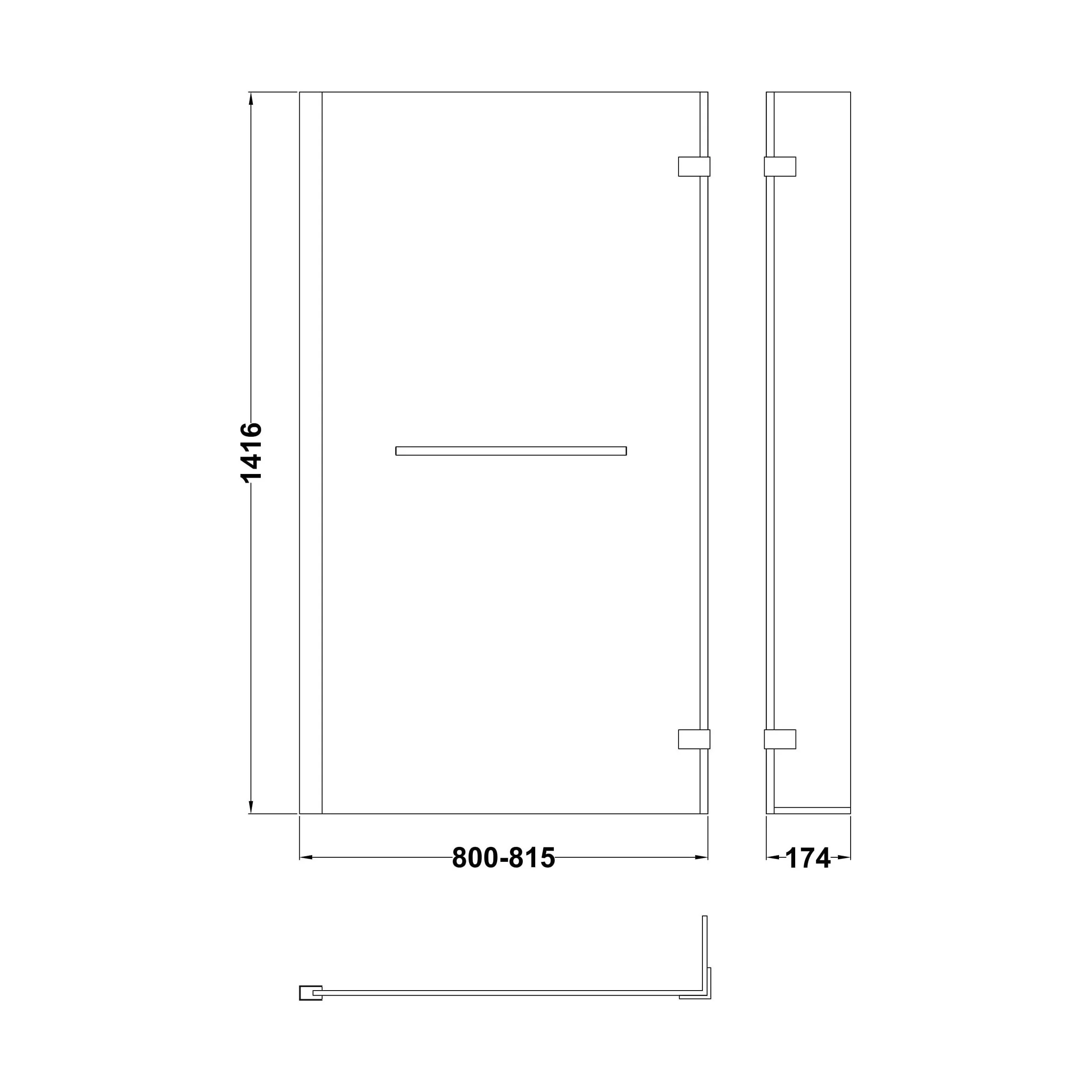 6mm Toughened Safety Glass Reversible L-Shaped Bath Fixed Screen Hinged Return with Rail - Chrome - Image 4