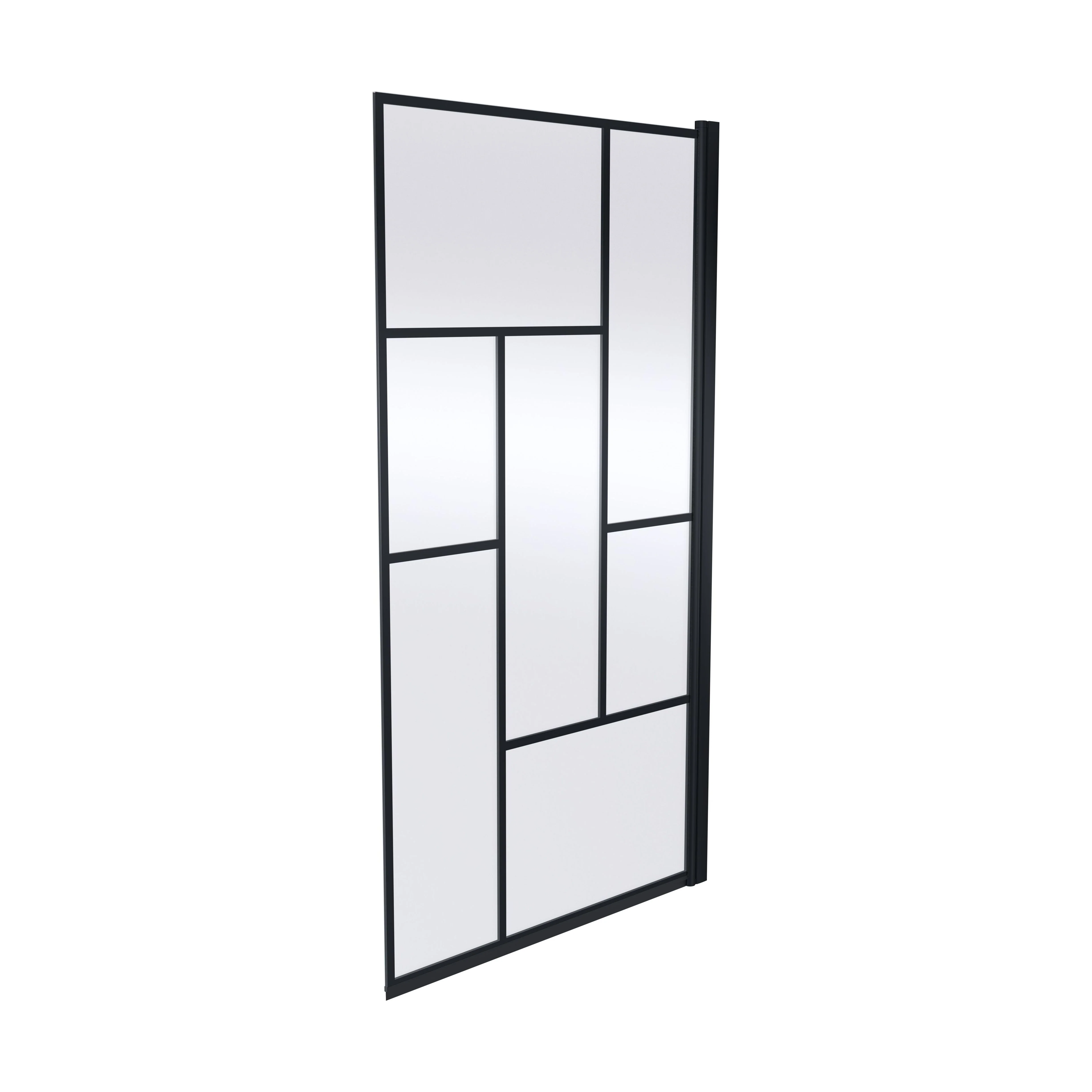 Balterley Abstract Modern Square 6mm Toughened Safety Glass Reversible Shower Bath Screen - Black - Image 4