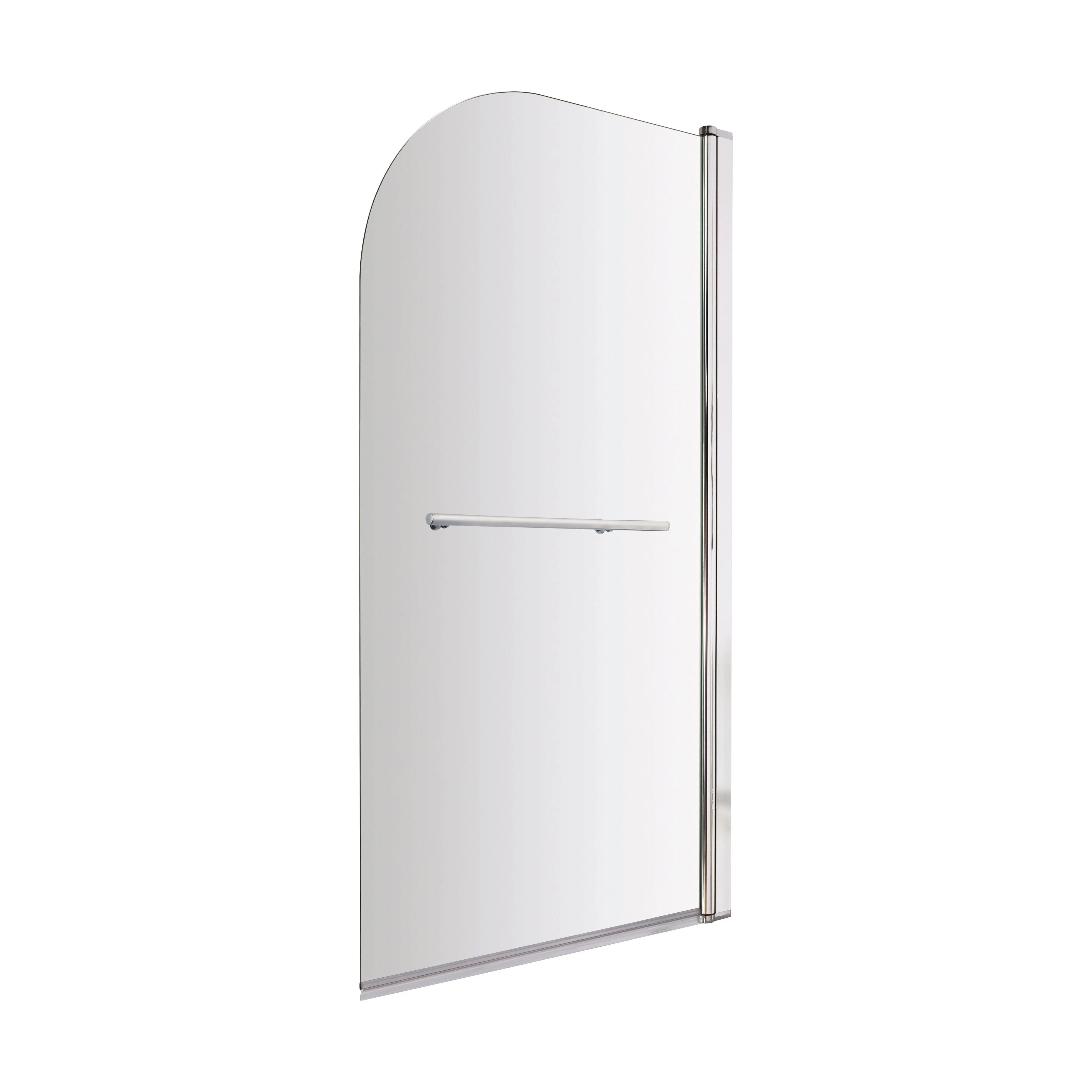 Balterley Modern 6mm Toughened Safety Glass Reversible Shower Bath Screen with Towel Rail, 1430 x 790mm - Chrome
