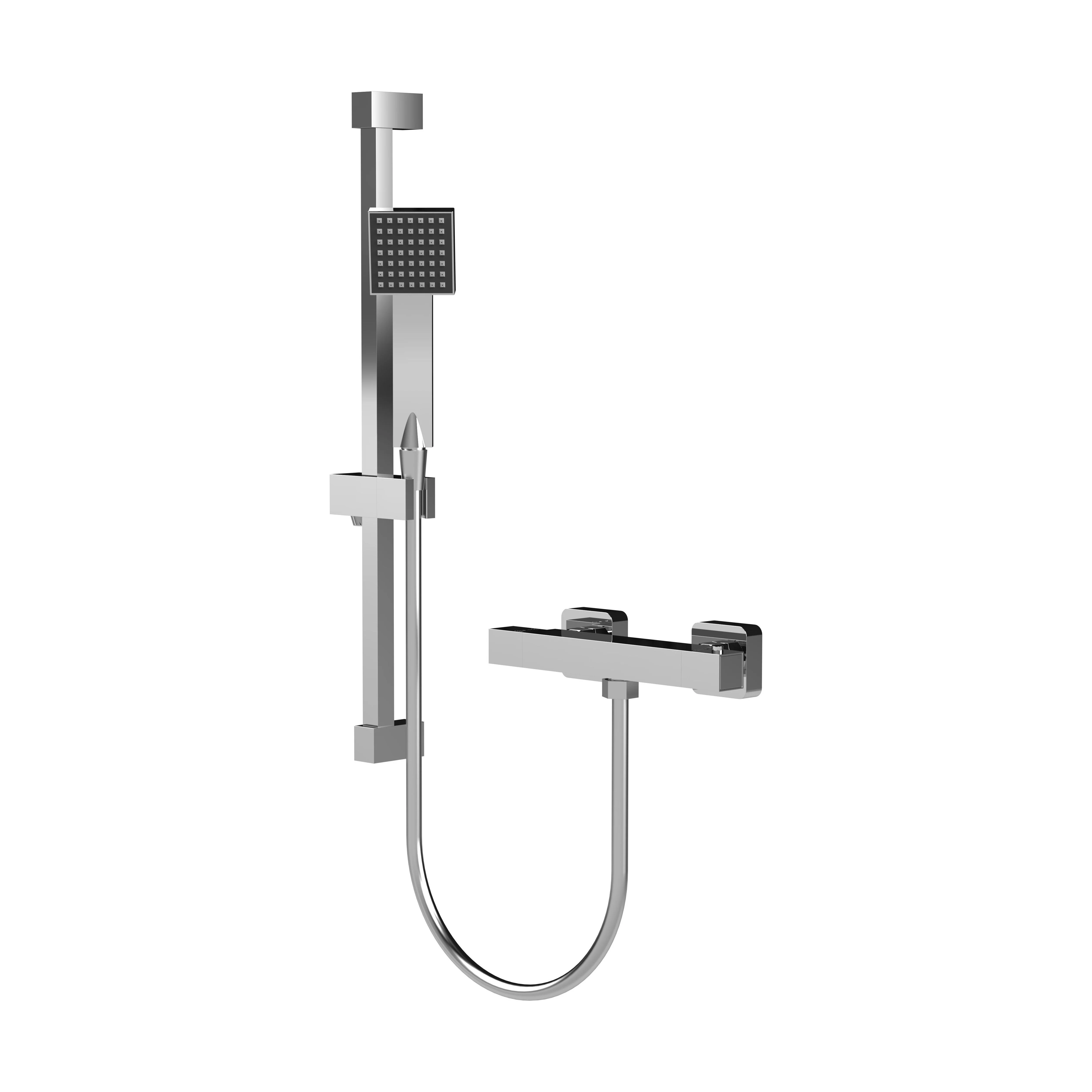 Square Bar Valve and Slide Rail Shower Kit - Chrome - Balterley