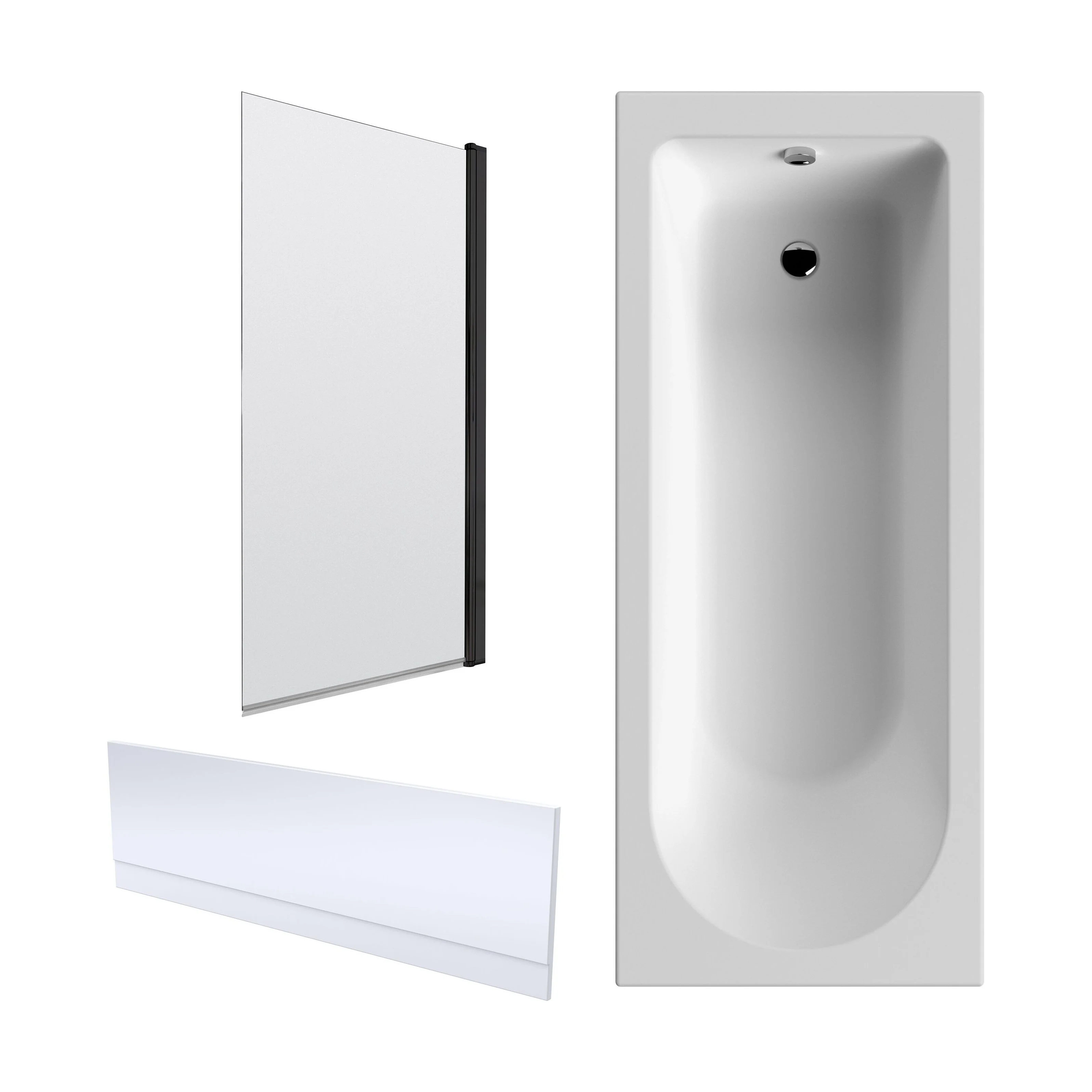 Round Single Ended 1700x750 Shower Bath Set - Front Panel, Screen & Leg Set