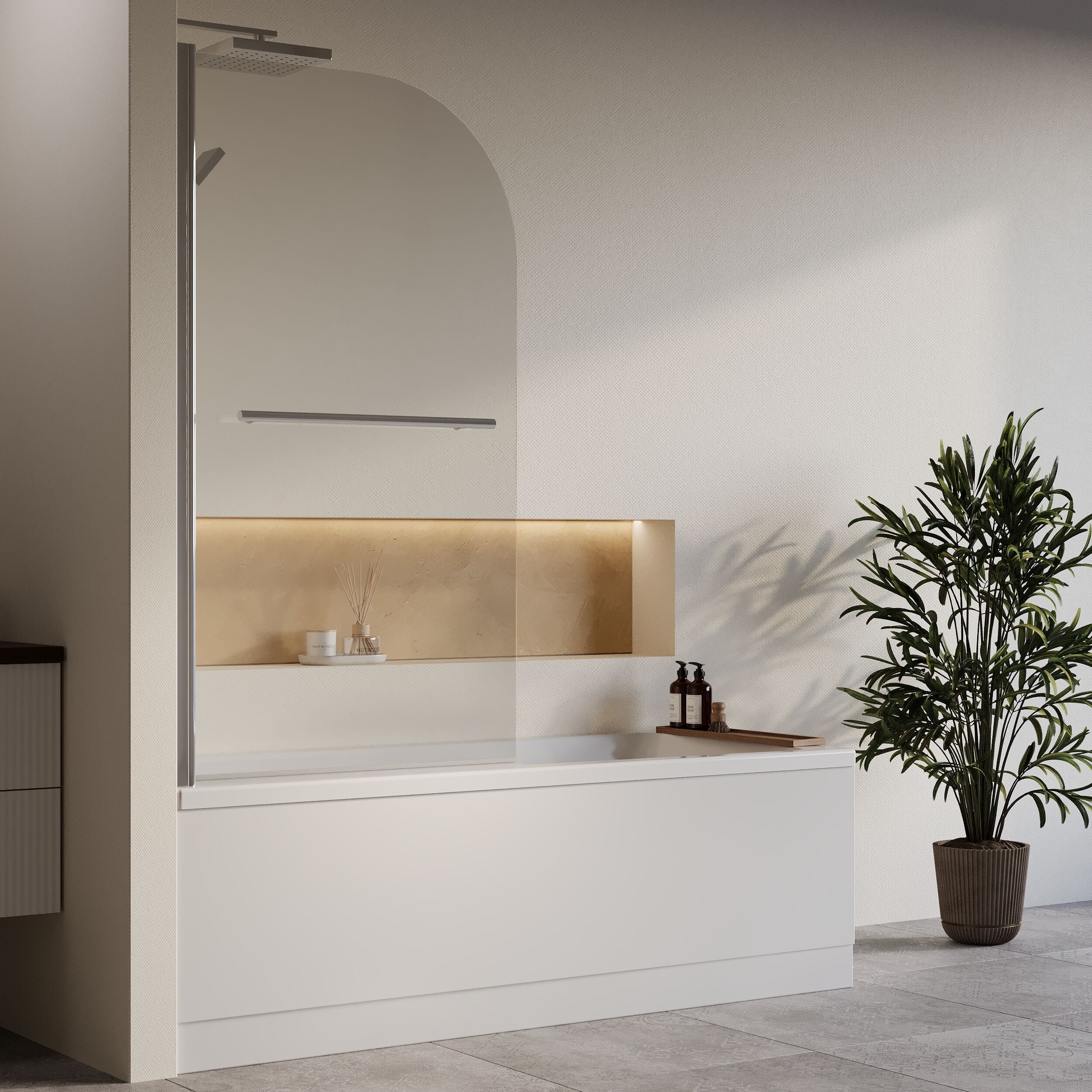 Square Single Ended 1700x700 Bath with Front Panel, Chrome Straight Bath Screen with Towel Rail & Leg Set - Image 4