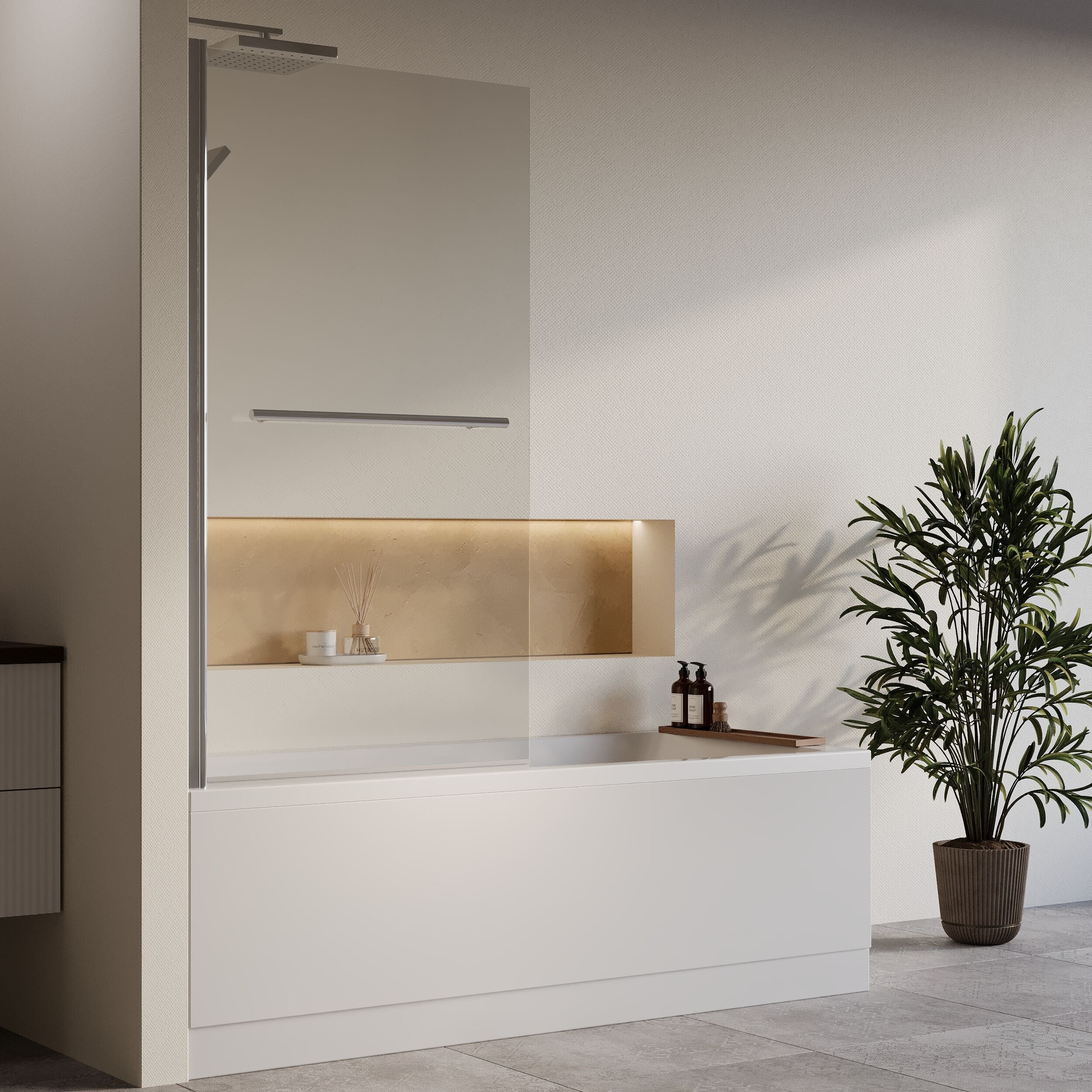 Square Single Ended 1700x750 Bath with Front Panel, Chrome Square Bath Screen with Towel Rail & Leg Set - Image 4