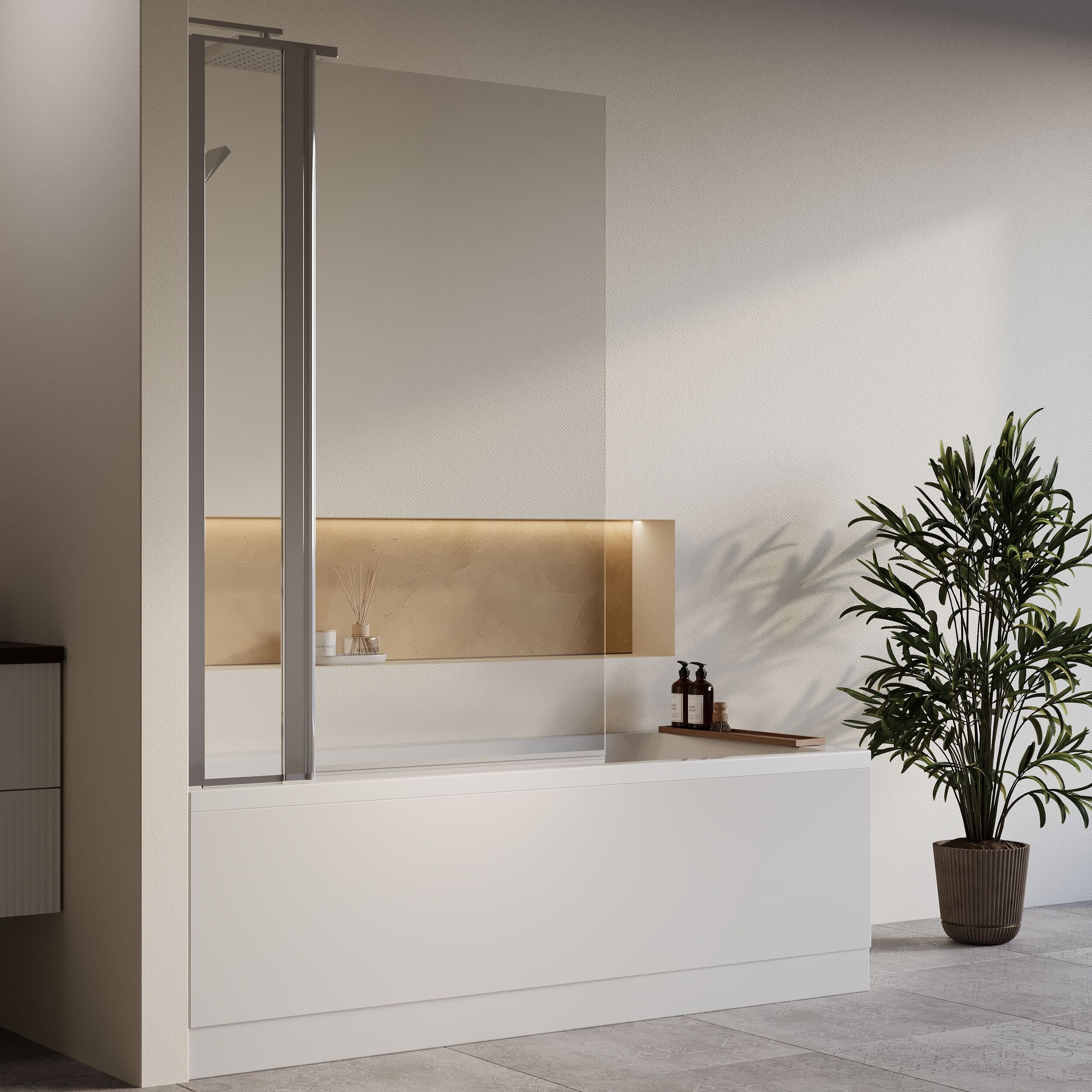 Square Single Ended1700x750 Shower Bath Set - Front Panel, Chrome Square Bath Screen, Fixed Panel & Leg Set - Image 4