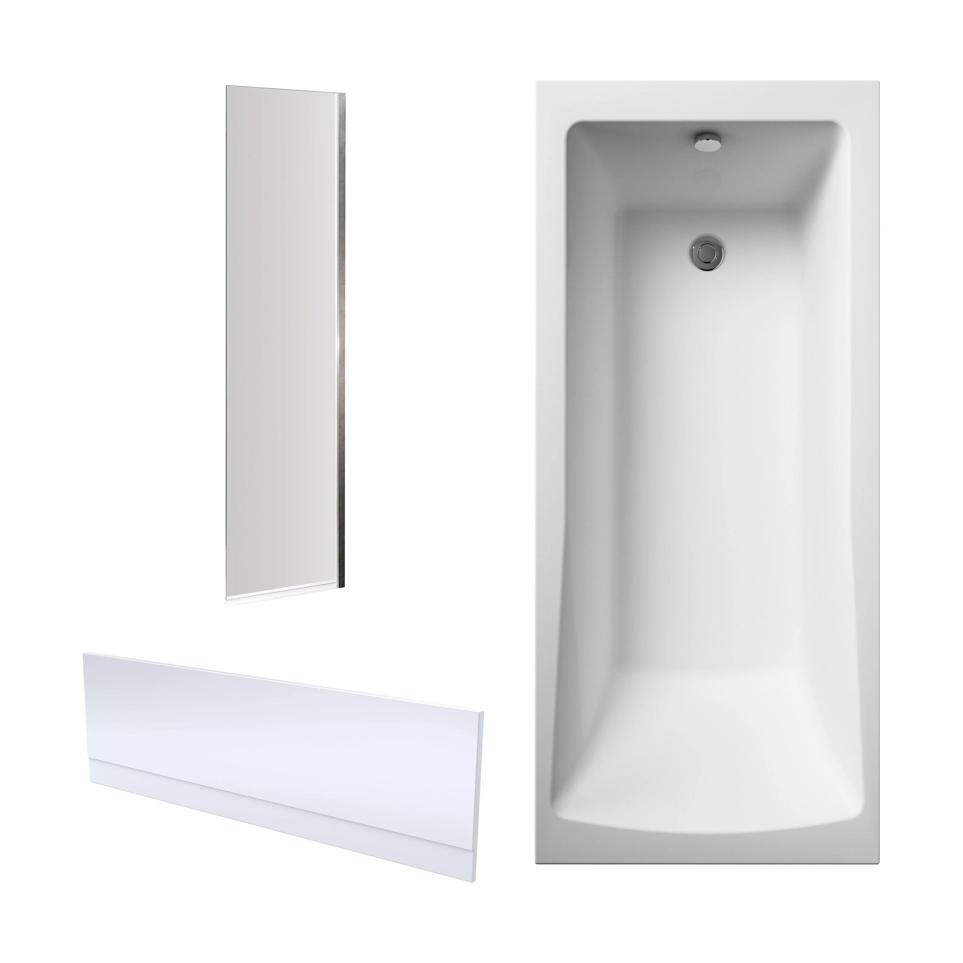Square Single Ended 1700x750 Bath with Front Panel, Fixed Screen & Leg Set