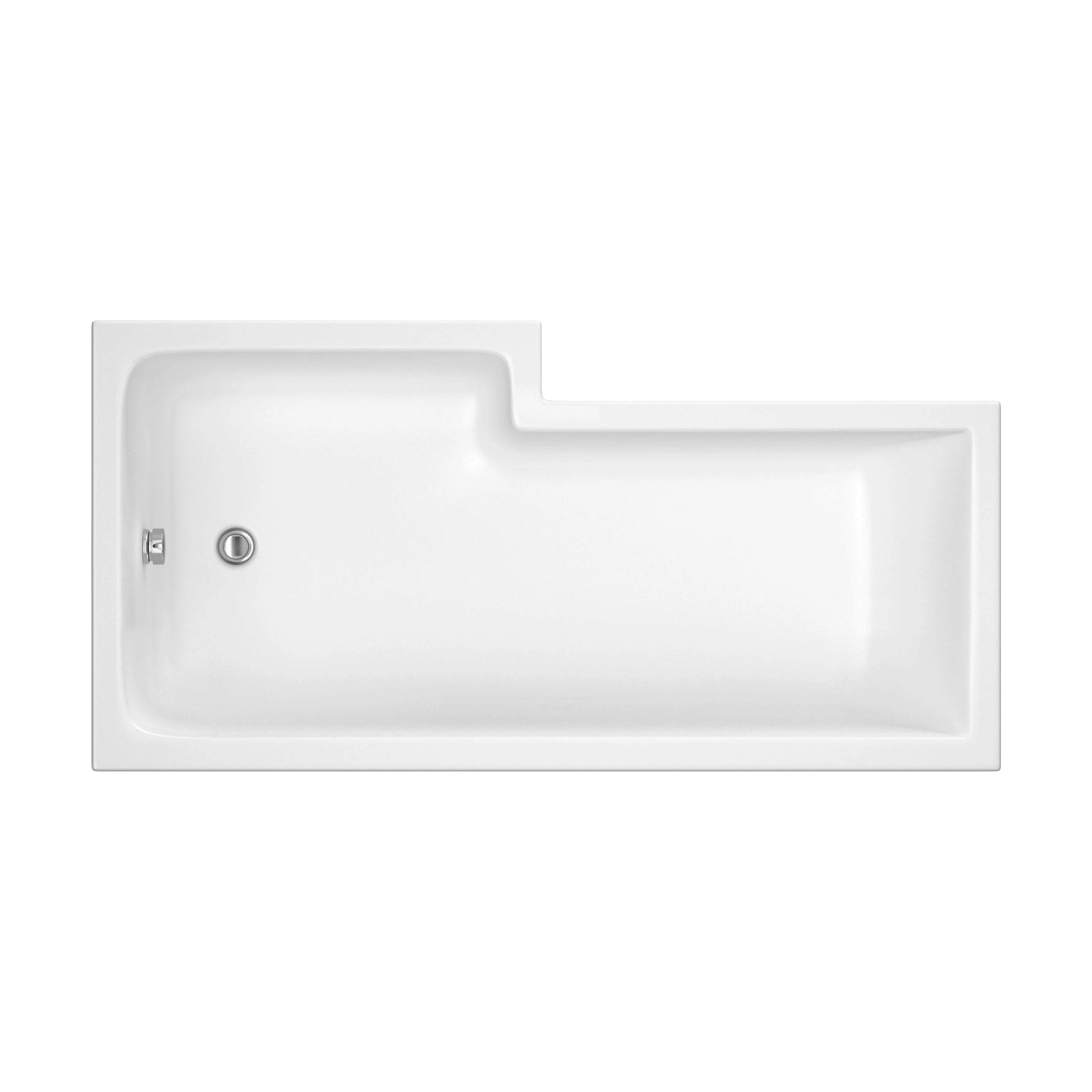 L Shape 1700x850 Shower Bath Set - Front Panel & Chrome Fixed Return Screen with Towel Rail, Right Hand - Image 2