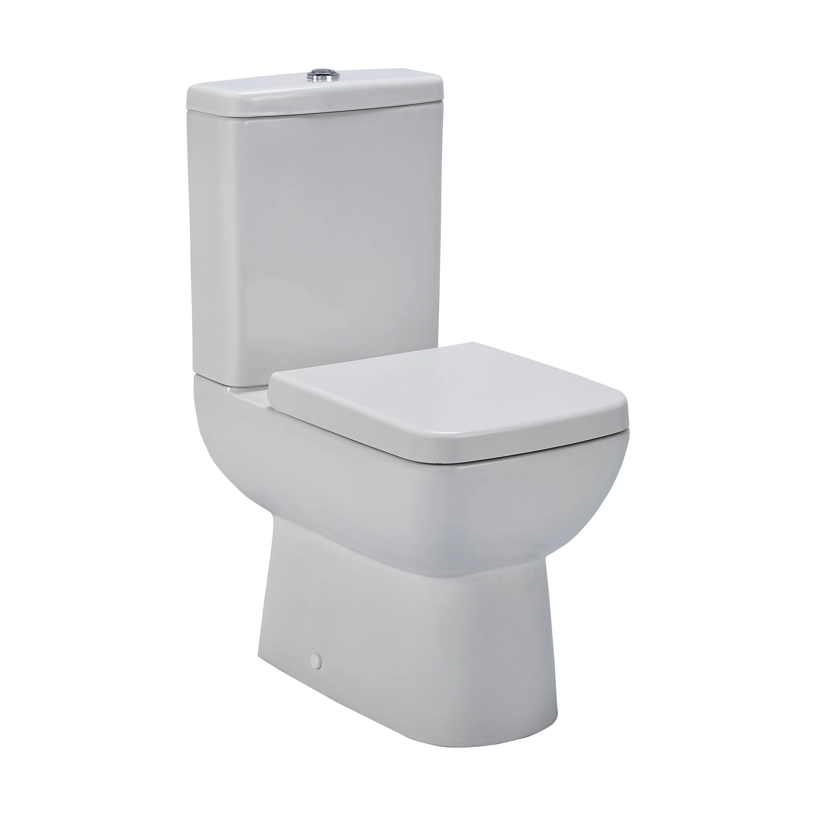 Balterley Semi Flush to Wall Close Coupled WC Toilet & Seat, Modern Square Design, 825mm