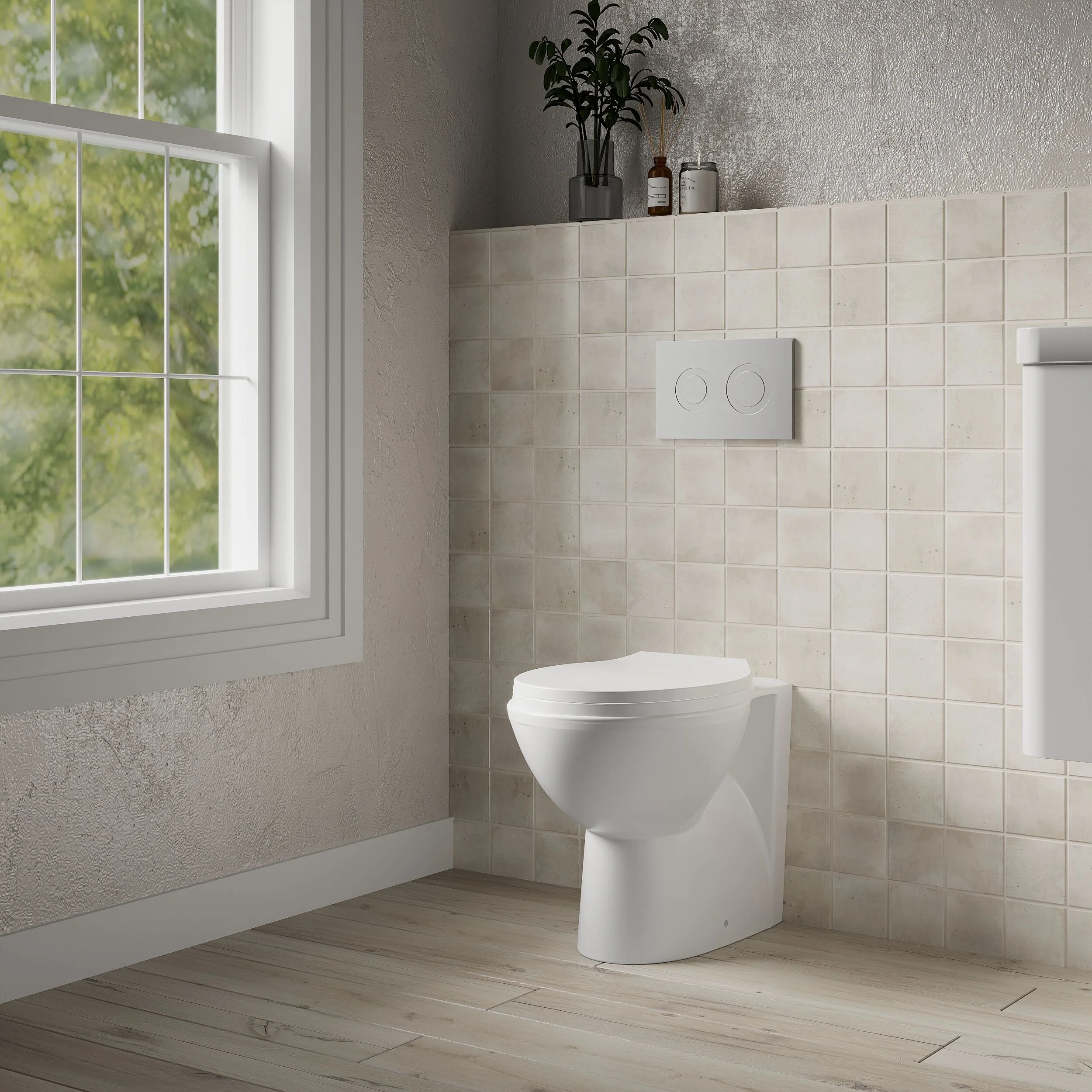 Contemporary Back to Wall Toilet Pan, White Ceramic Modern Bathroom WC, Compact Design, 410mm x 355mm by Balterley - Image 4