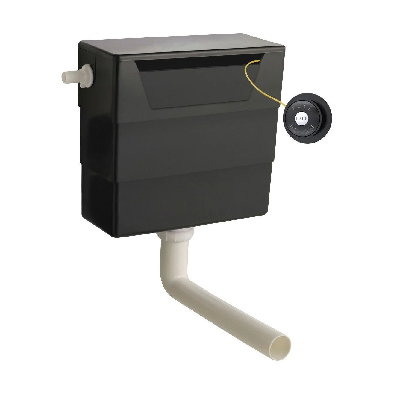 Balterley Universal Water Saving Dual Flush Side Inlet with Traditional Push Button - Matt Black/Black
