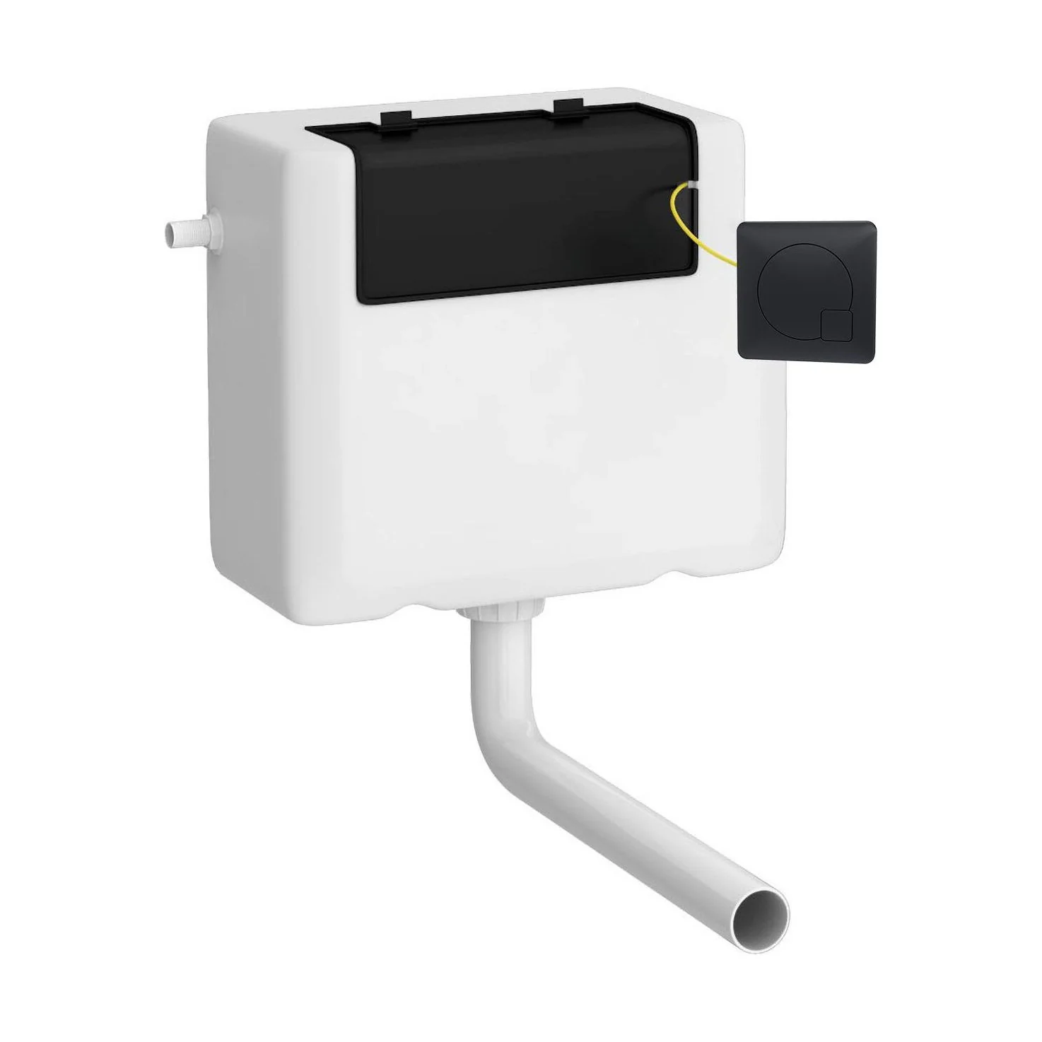 Balterley Universal Water Saving Dual Flush Side Inlet with Square Flush Plate - Matt Black/White