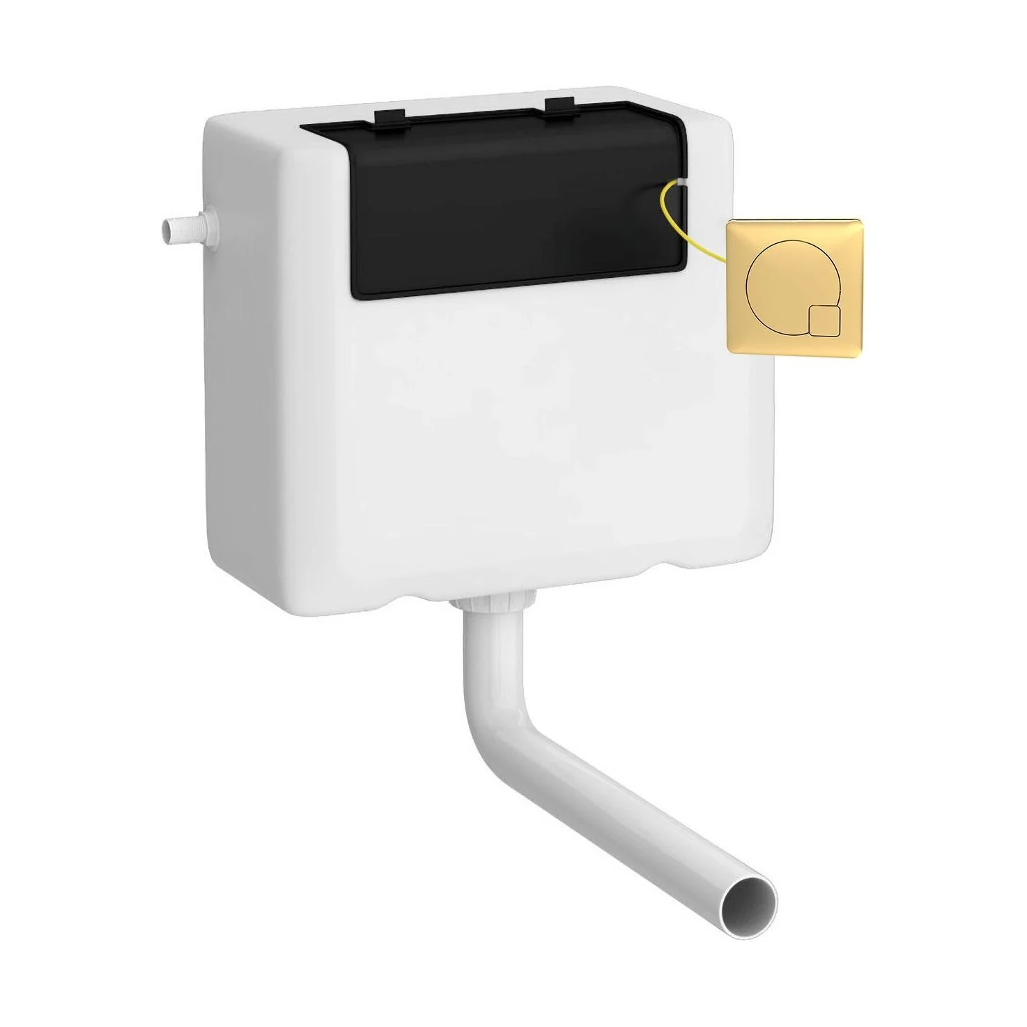 Balterley Universal Water Saving Dual Flush Side Inlet with Square Flush Plate - Brushed Brass/White