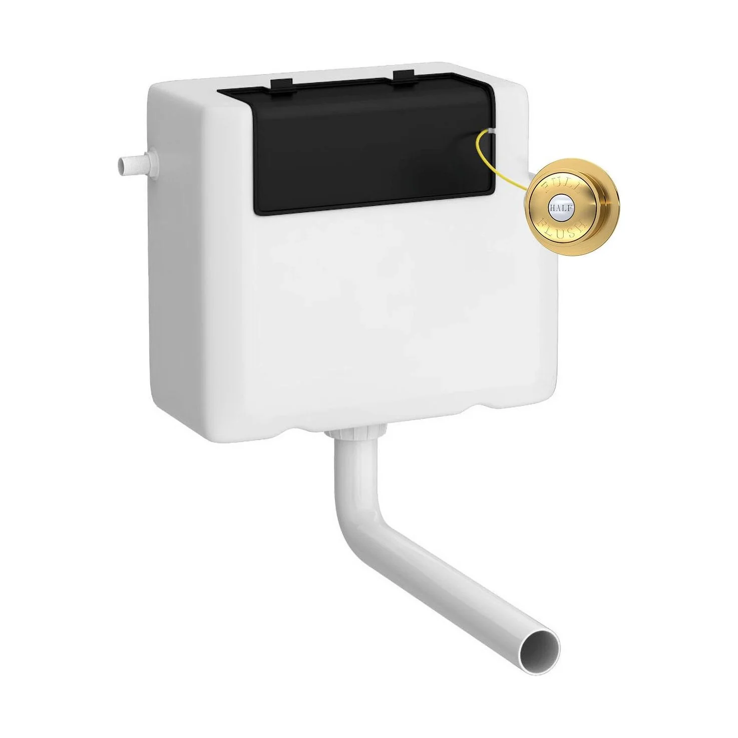 Balterley Universal Water Saving Dual Flush Side Inlet with Traditional Push Button - Brushed Brass/White