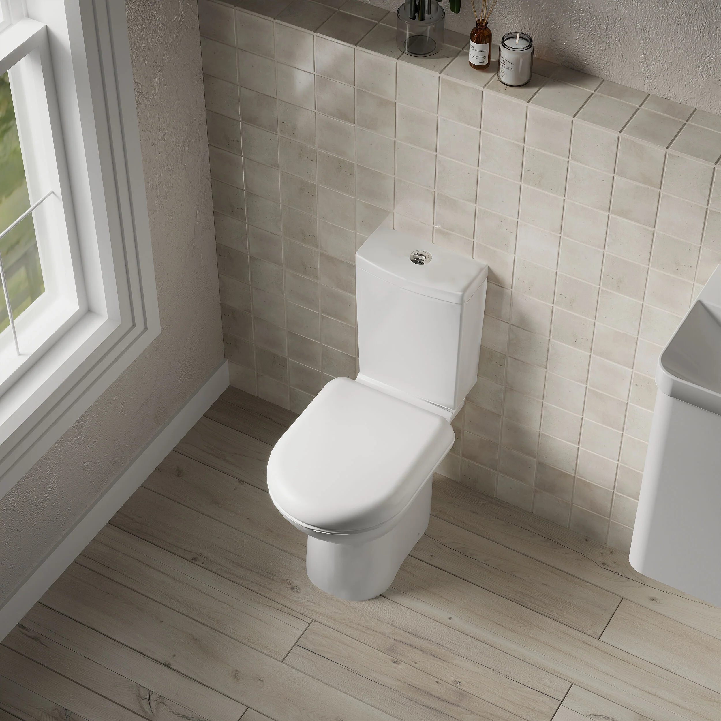 Modern Bathroom Design Toilet Pan with Cistern and Fittings , 745 x 360 x 620mm, White - Image 3