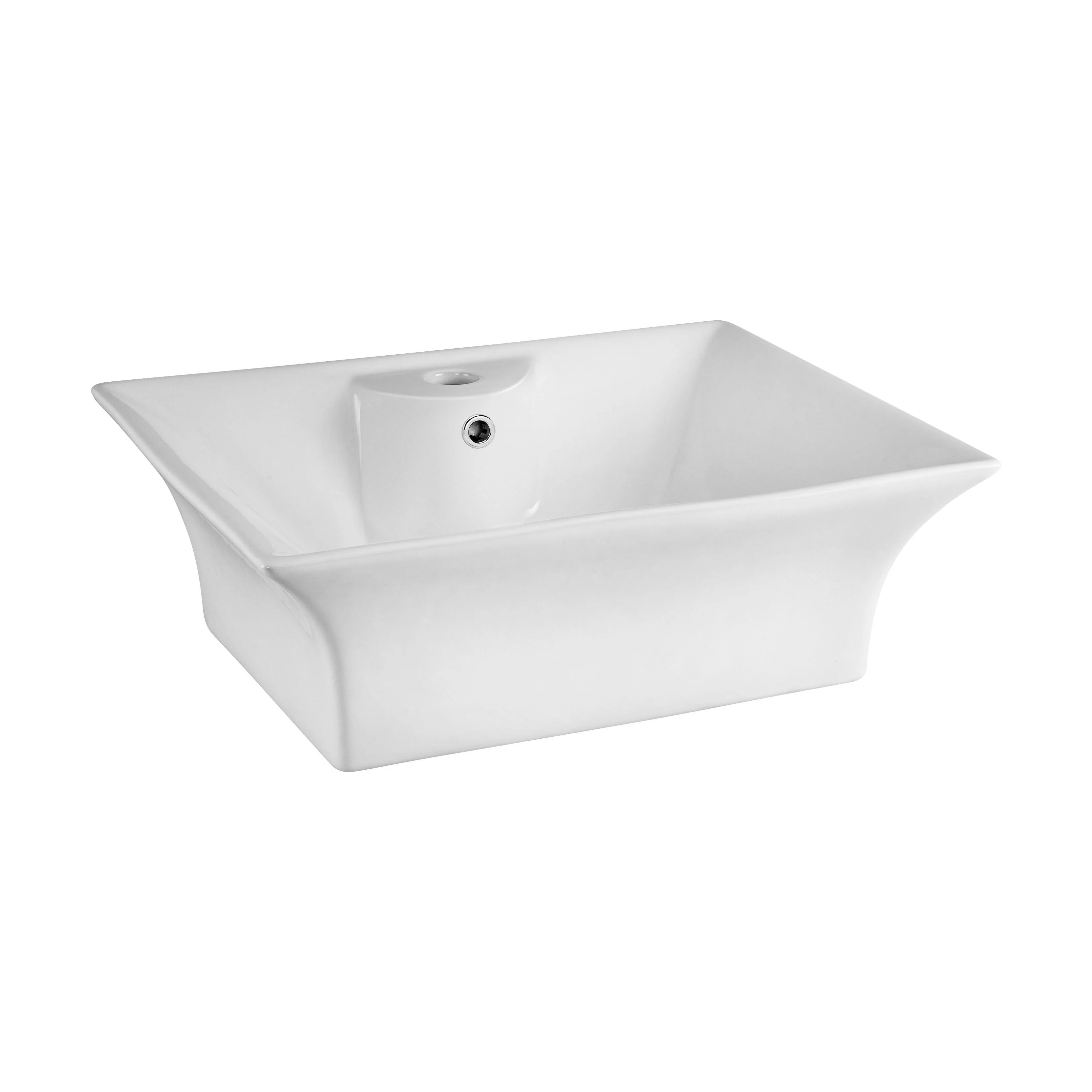 Balterley Modern Bathroom Rectangular Vessel Basin for Countertop, White Vitreous China, Contemporary Design, 496 mm