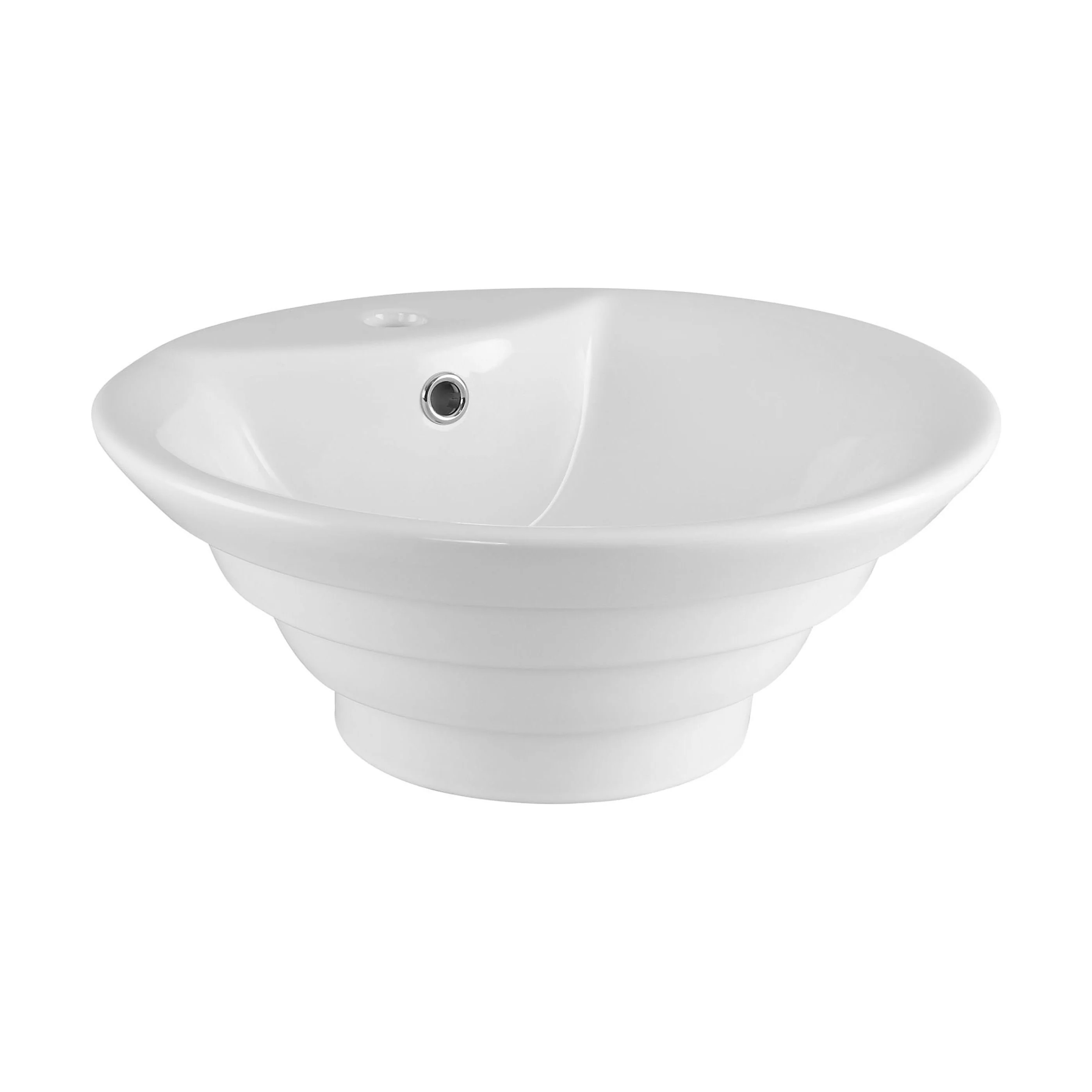 Balterley Modern Bathroom Round Vessel Basin for Countertop Use, White Vitreous China, Contemporary Design, 460 mm