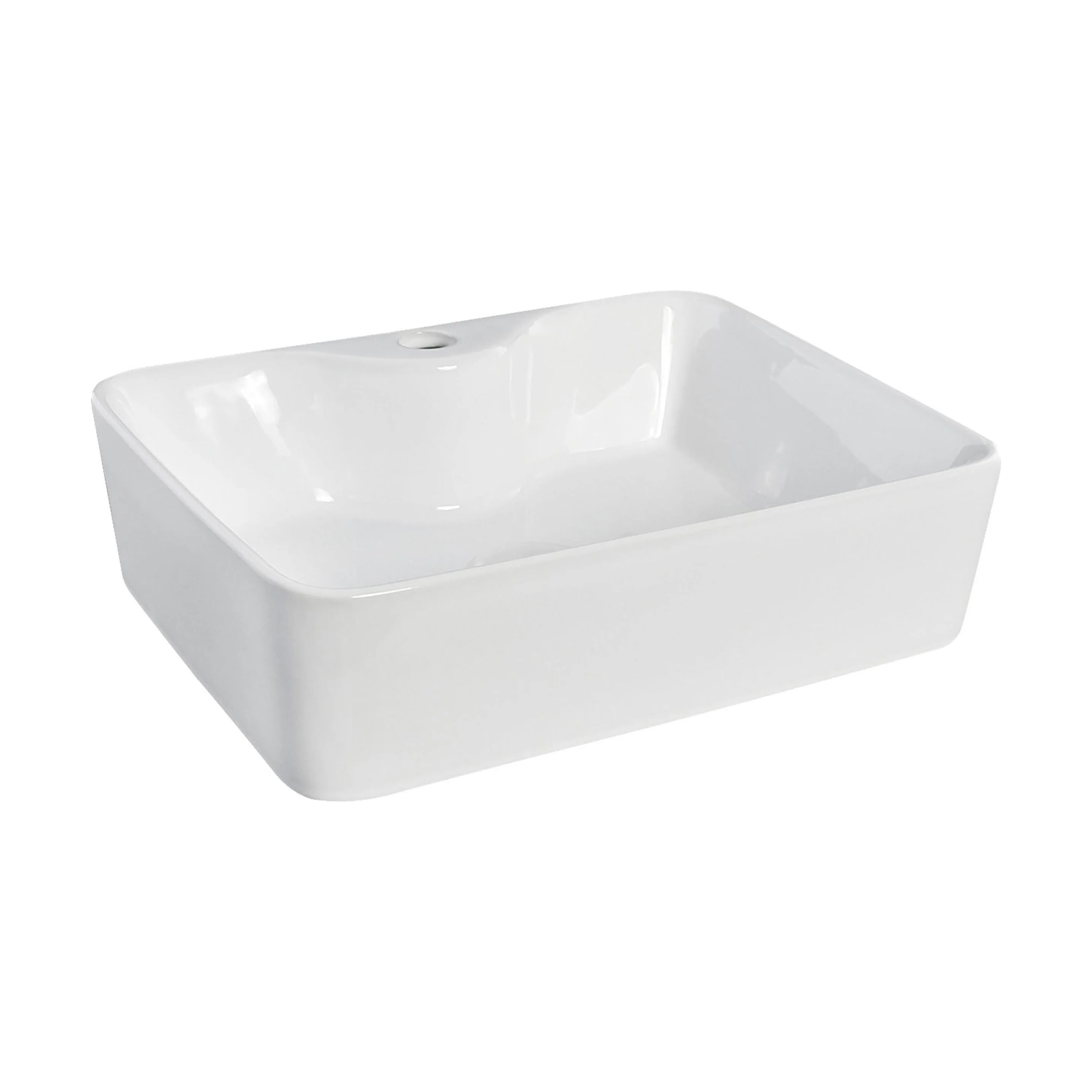 Balterley Modern Bathroom Rectangular Soft Square Vessel Basin for Countertop Use, White Vitreous China, 485 mm