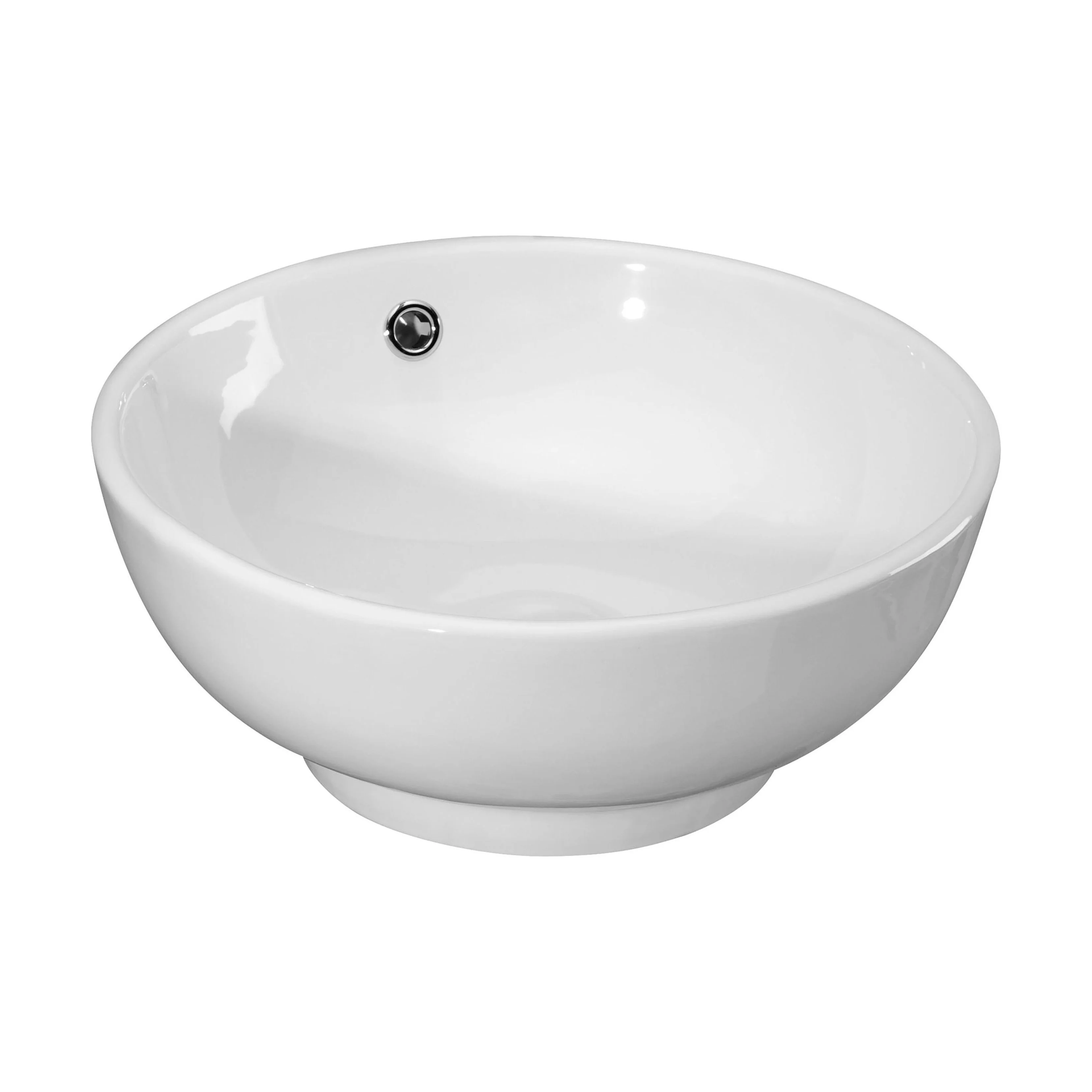 Balterley Modern Bathroom Round Vessel Basin for Countertop Use, White Vitreous China, Contemporary Style, 410 mm