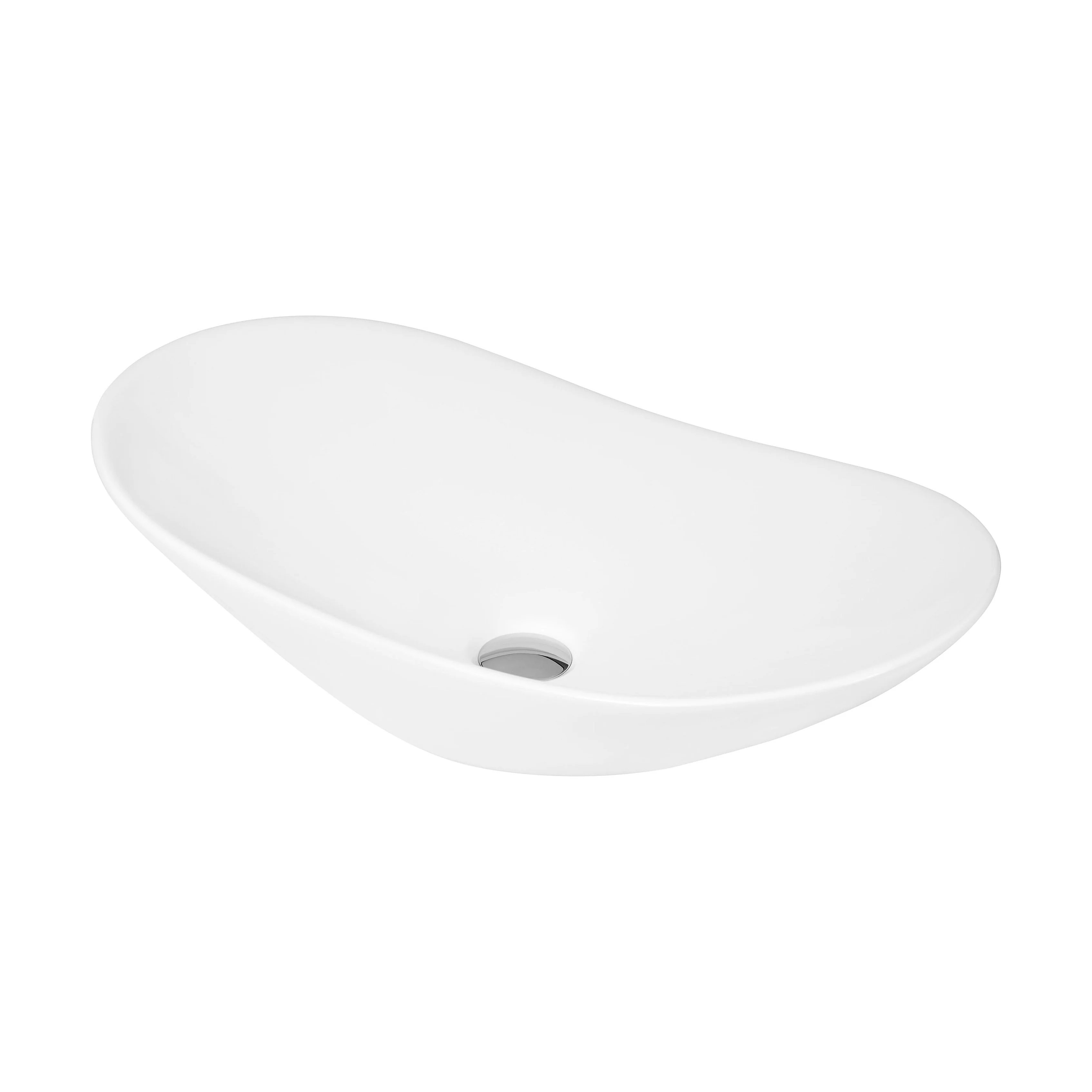 Balterley Modern Bathroom Oval Vessel Basin for Countertop Use, White Vitreous China, Contemporary Design, 615 mm
